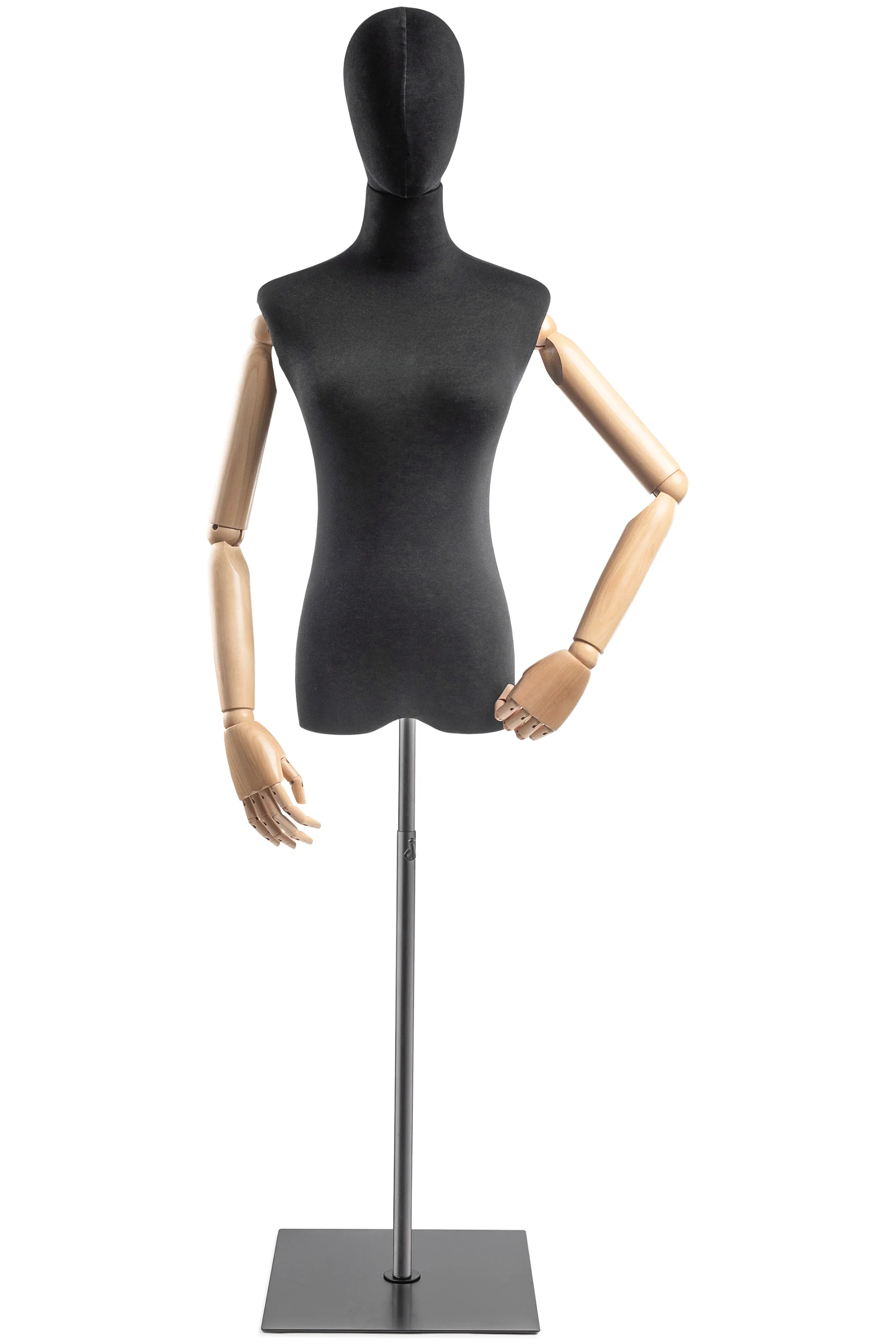 Female Display Dress Form on Metal Flat Base (Head & Arms Version) - Image 10