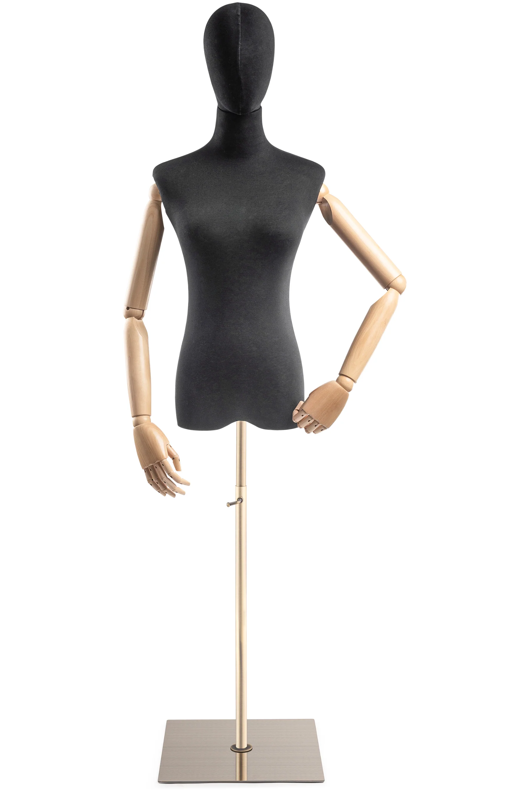Female Display Dress Form on Metal Flat Base (Head & Arms Version) - Image 11