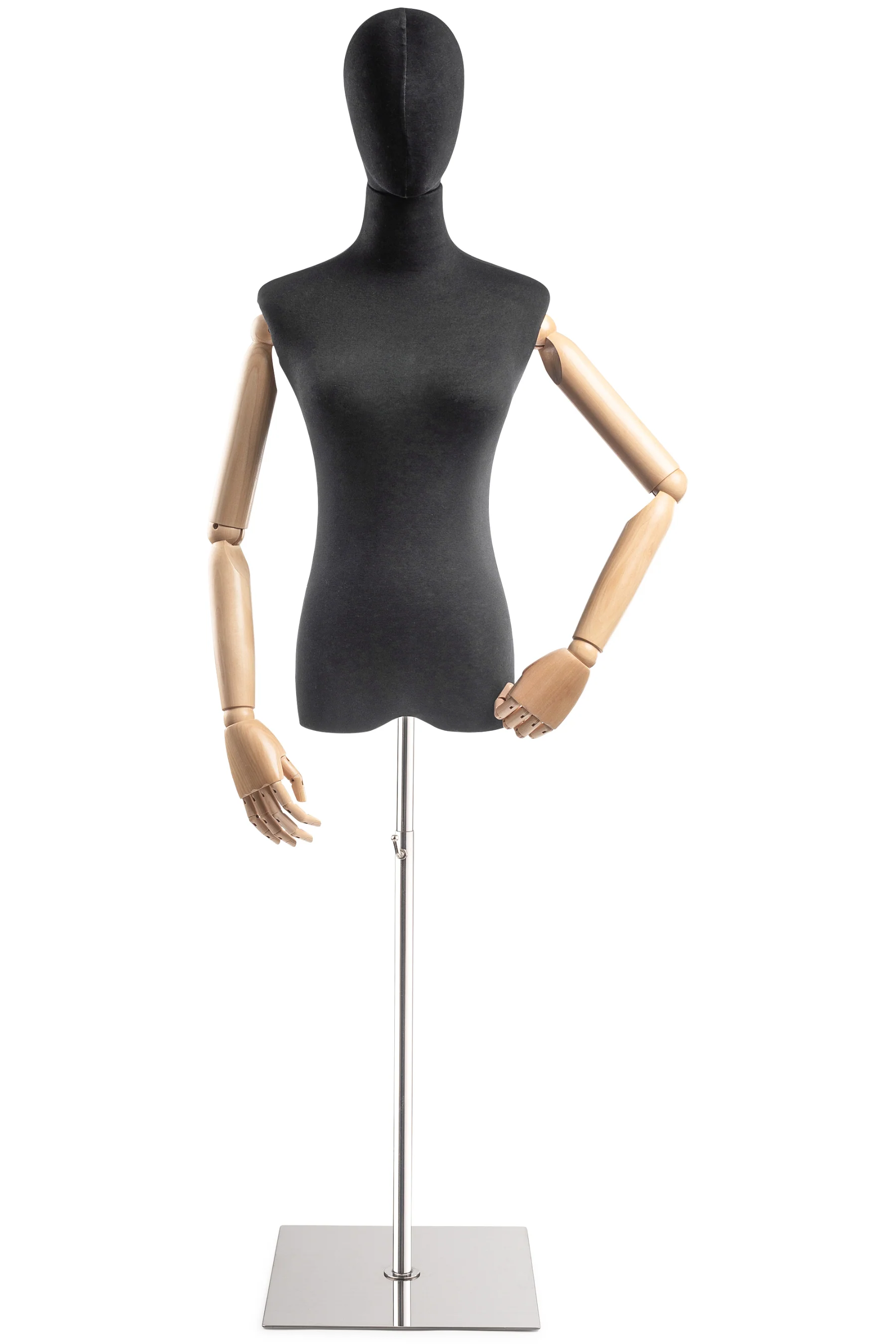 Female Display Dress Form on Metal Flat Base (Head & Arms Version) - Image 12