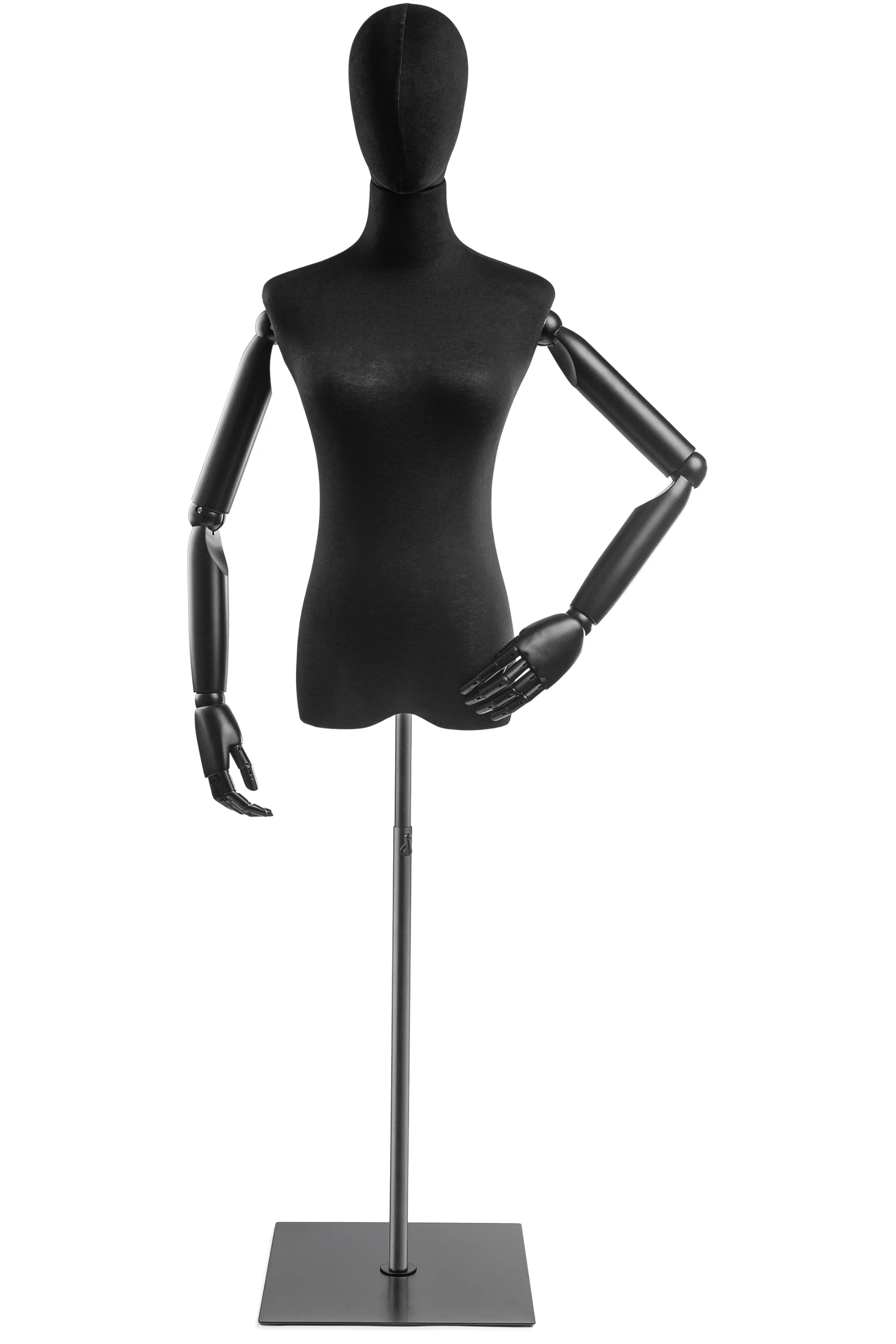 Female Display Dress Form on Metal Flat Base (Head & Arms Version) - Image 13