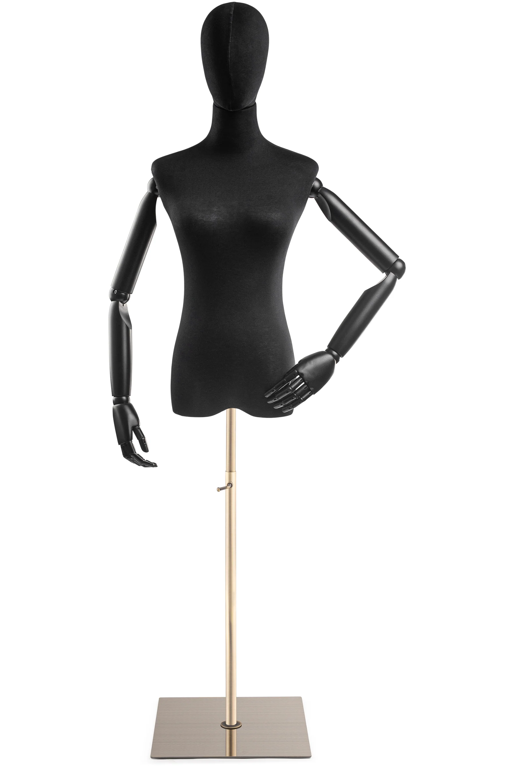 Female Display Dress Form on Metal Flat Base (Head & Arms Version) - Image 6