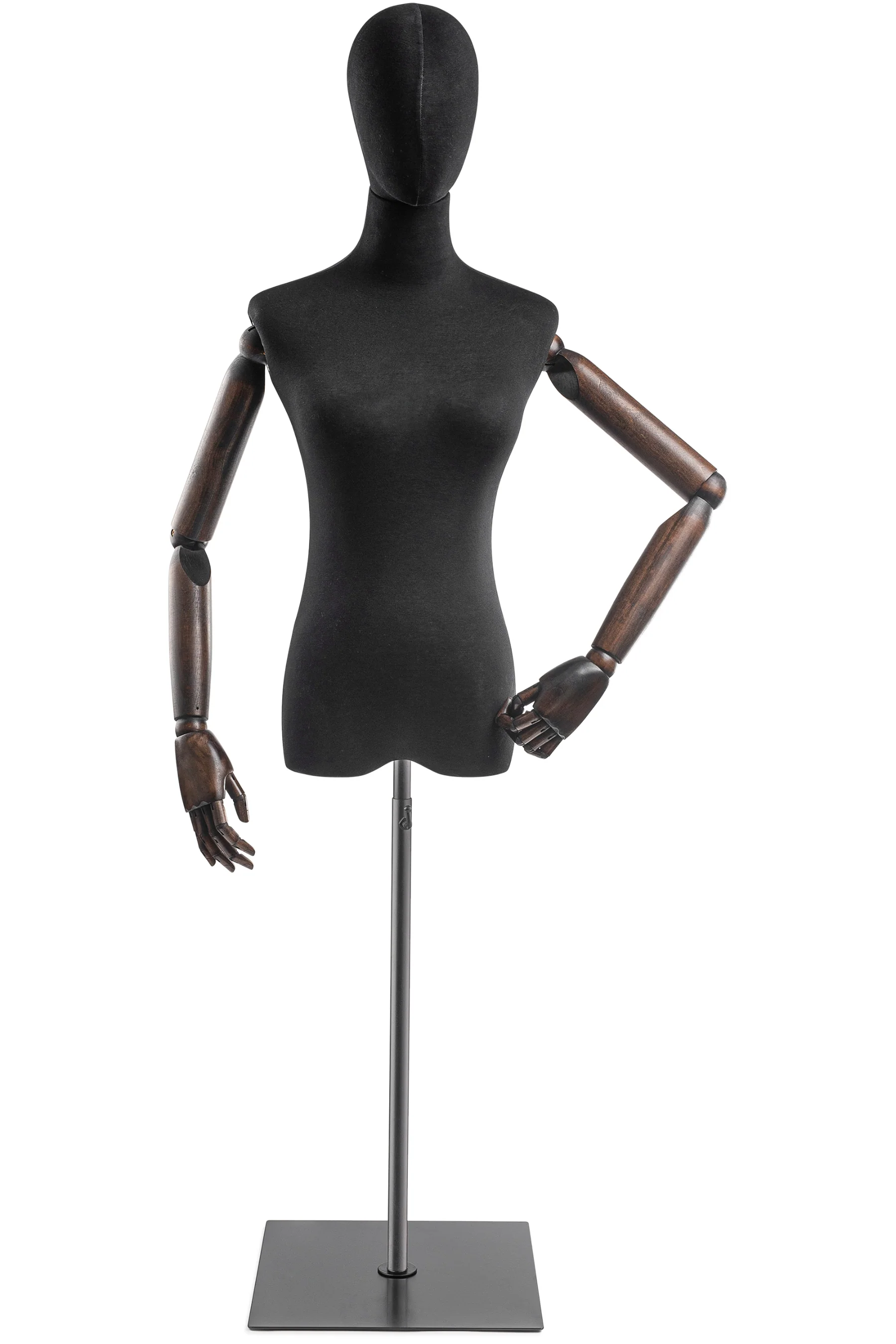 Female Display Dress Form on Metal Flat Base (Head & Arms Version) - Image 7