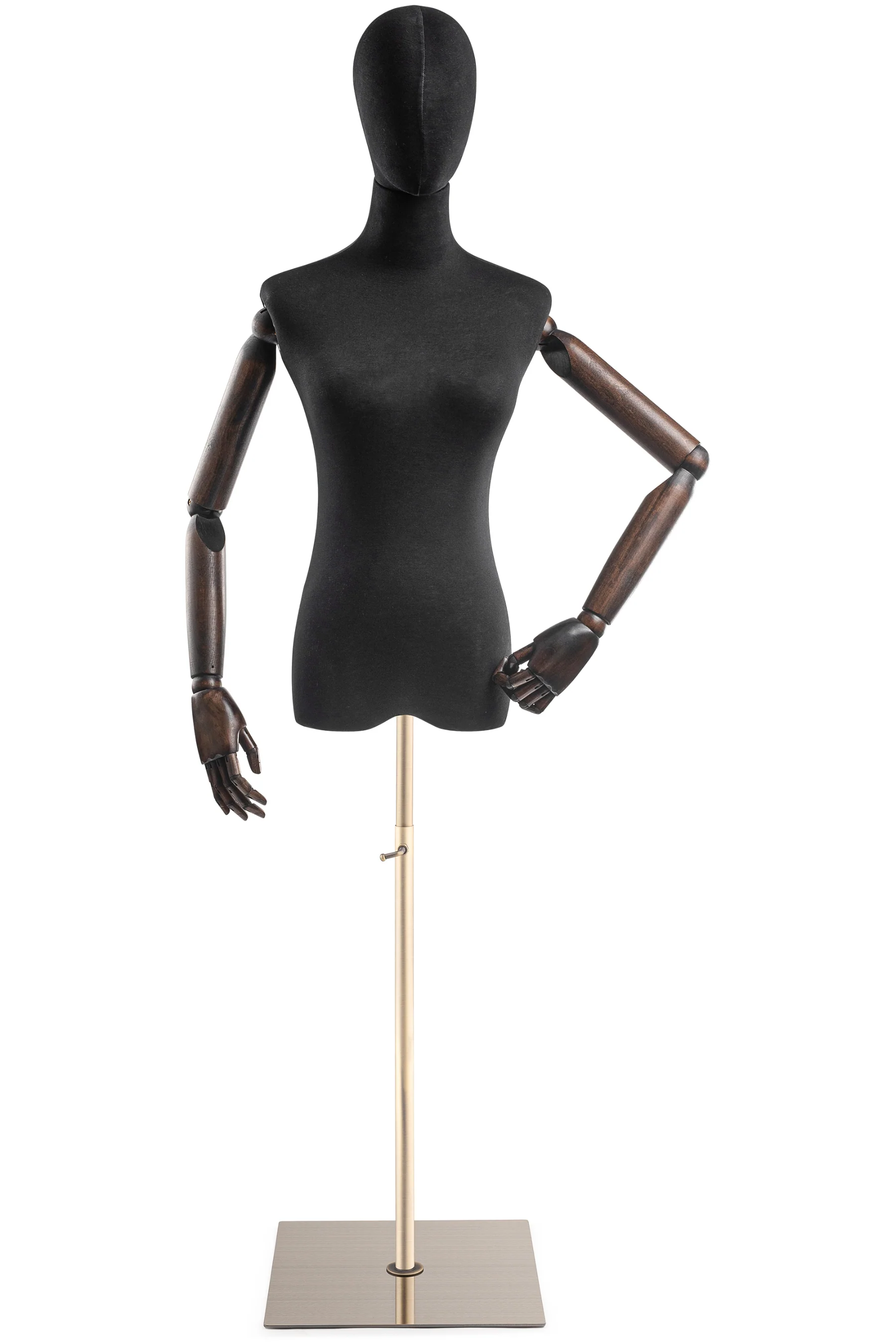 Female Display Dress Form on Metal Flat Base (Head & Arms Version) - Image 8