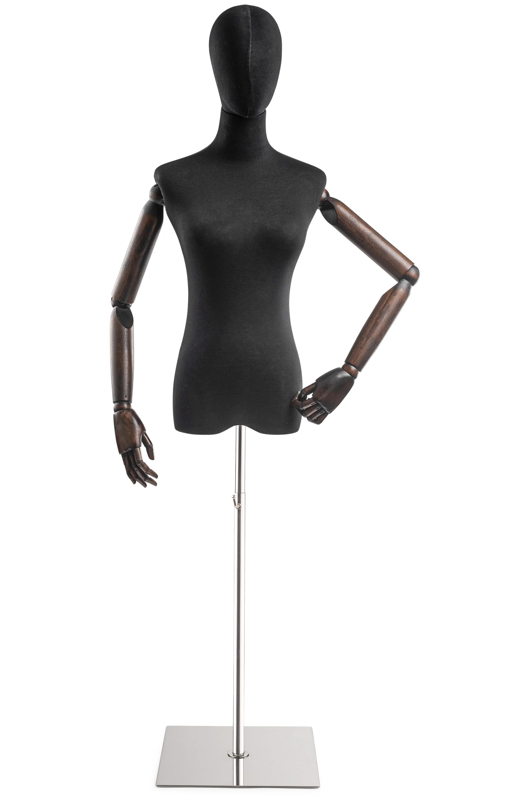 Female Display Dress Form on Metal Flat Base (Head & Arms Version) - Image 9