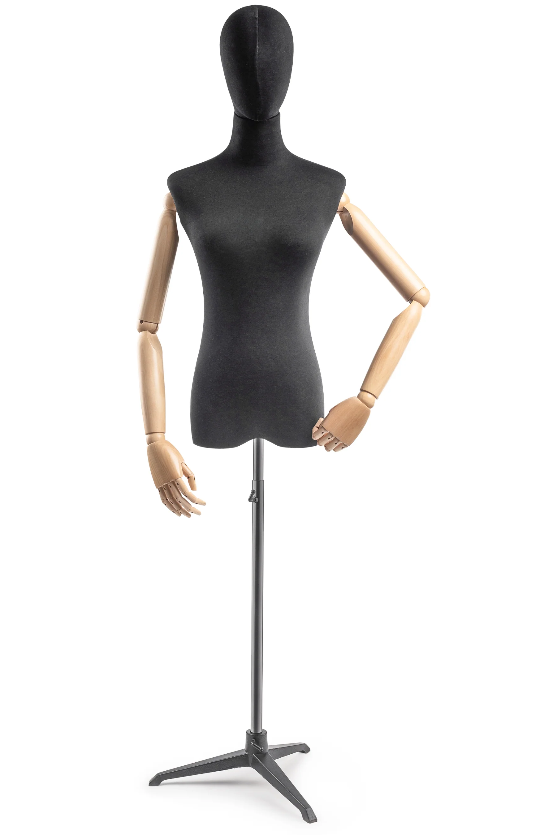 Female Display Dress Form on Metal Tripod Base (Head & Arms Version) - Image 10