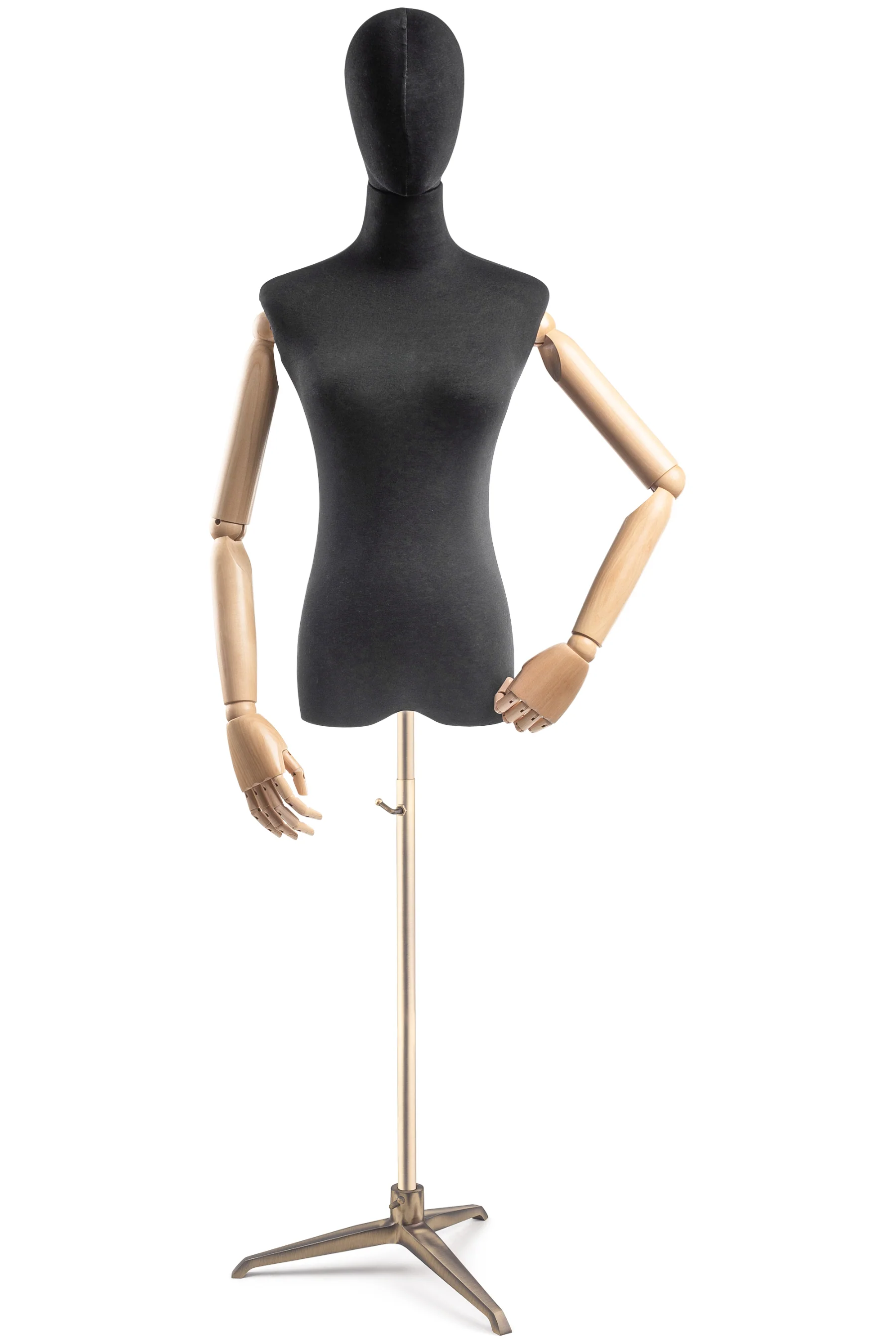 Female Display Dress Form on Metal Tripod Base (Head & Arms Version) - Image 11
