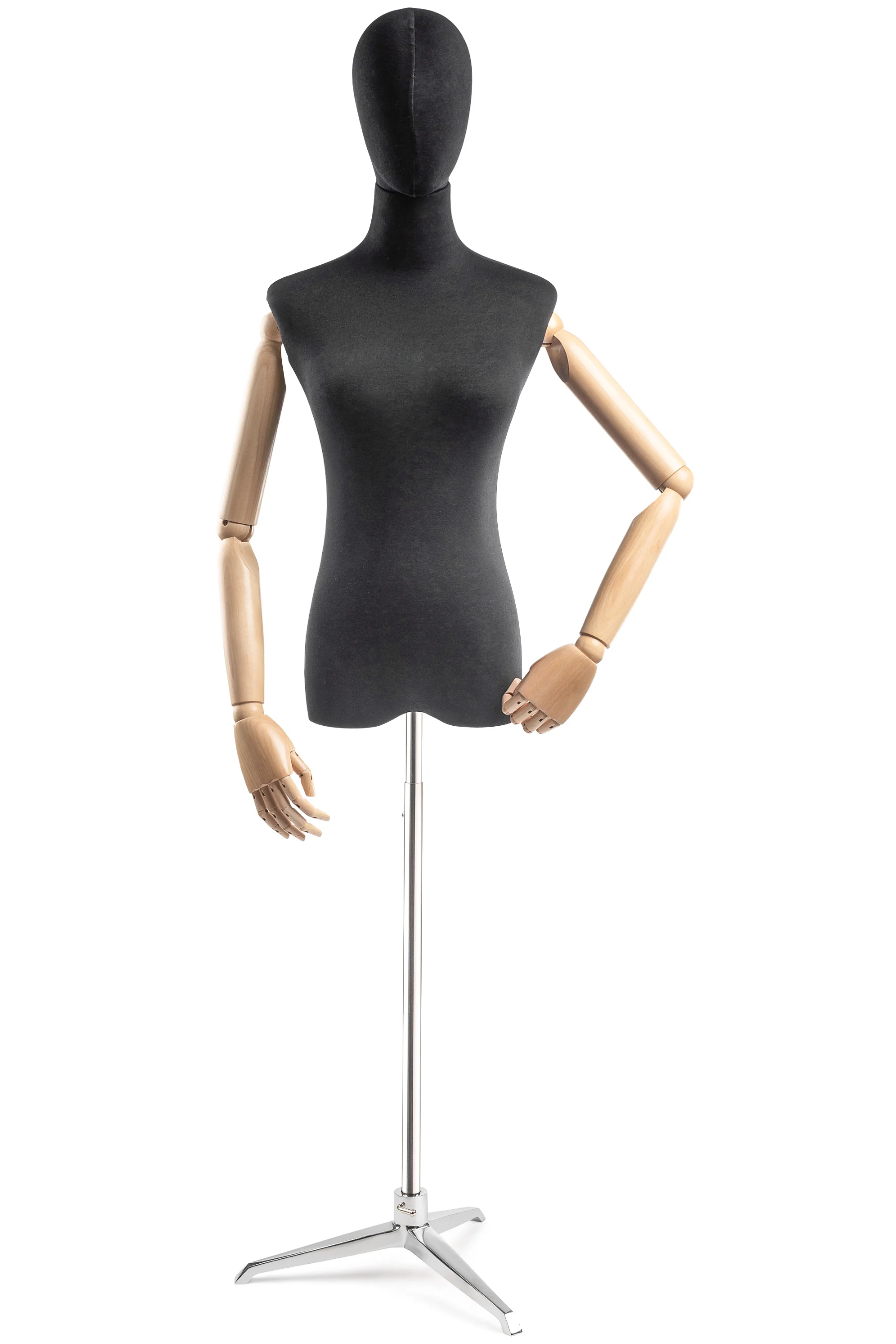 Female Display Dress Form on Metal Tripod Base (Head & Arms Version) - Image 12