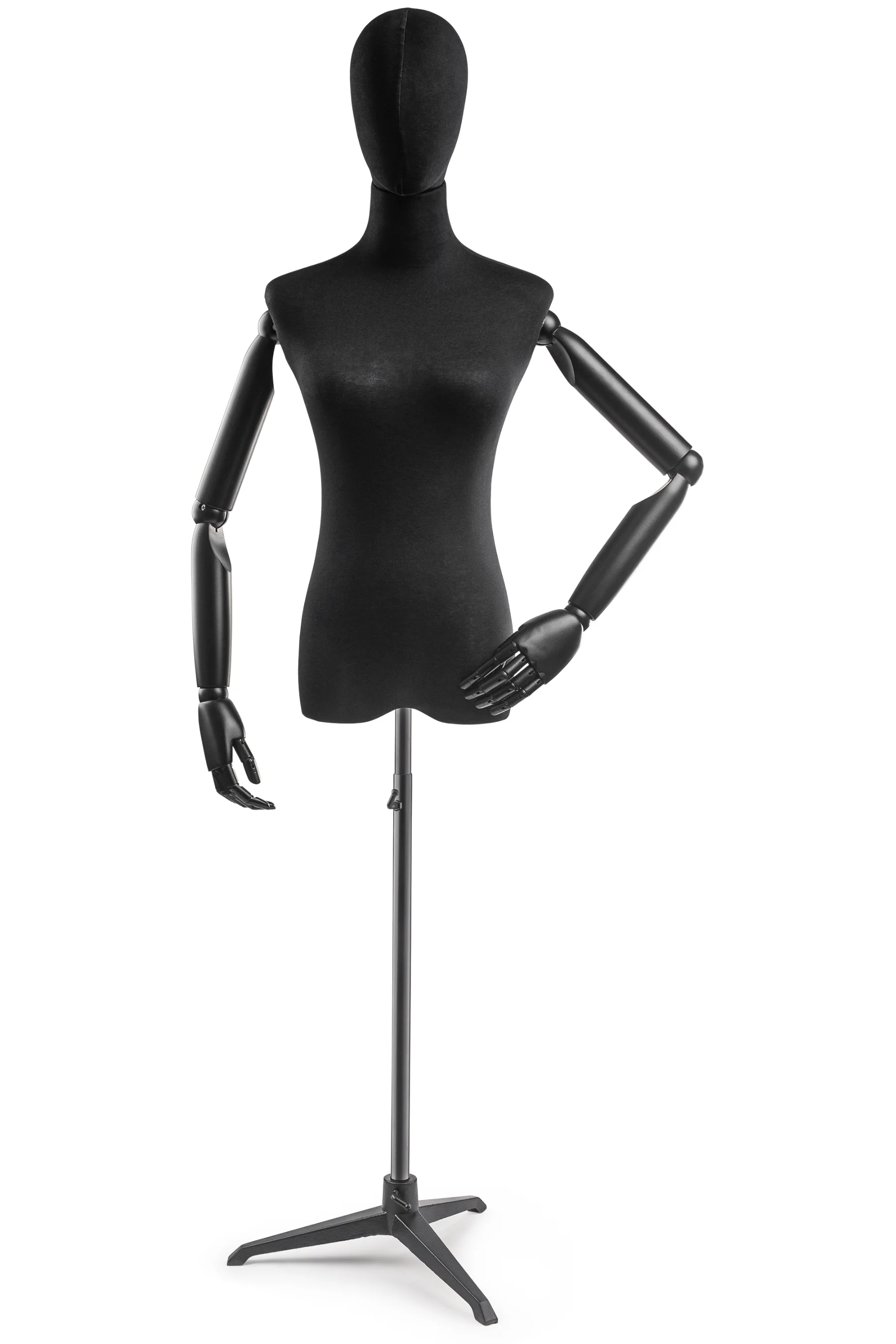 Female Display Dress Form on Metal Tripod Base (Head & Arms Version) - Image 13
