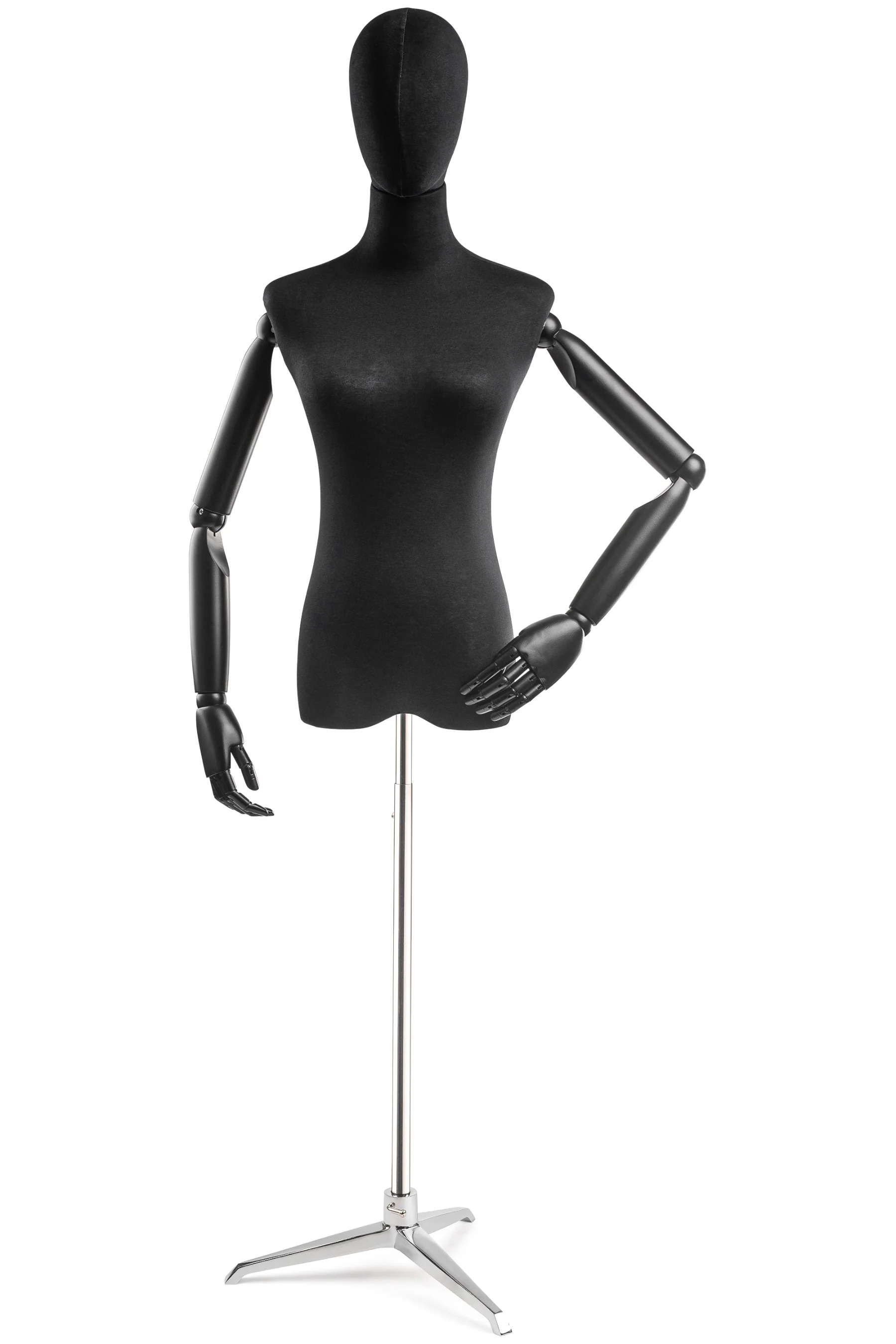 Female Display Dress Form on Metal Tripod Base (Head & Arms Version) - Image 15