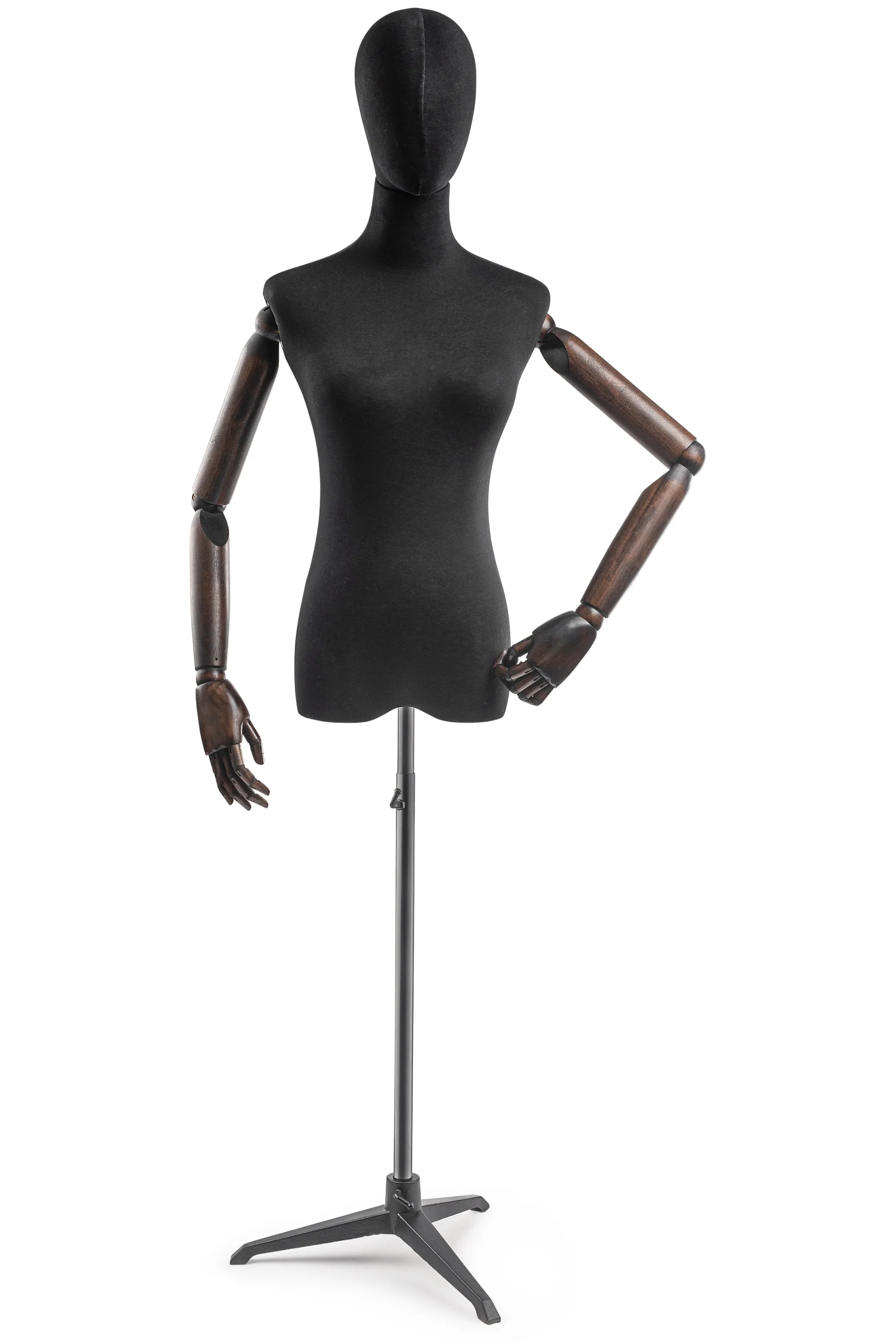 Female Display Dress Form on Metal Tripod Base (Head & Arms Version) - Image 7