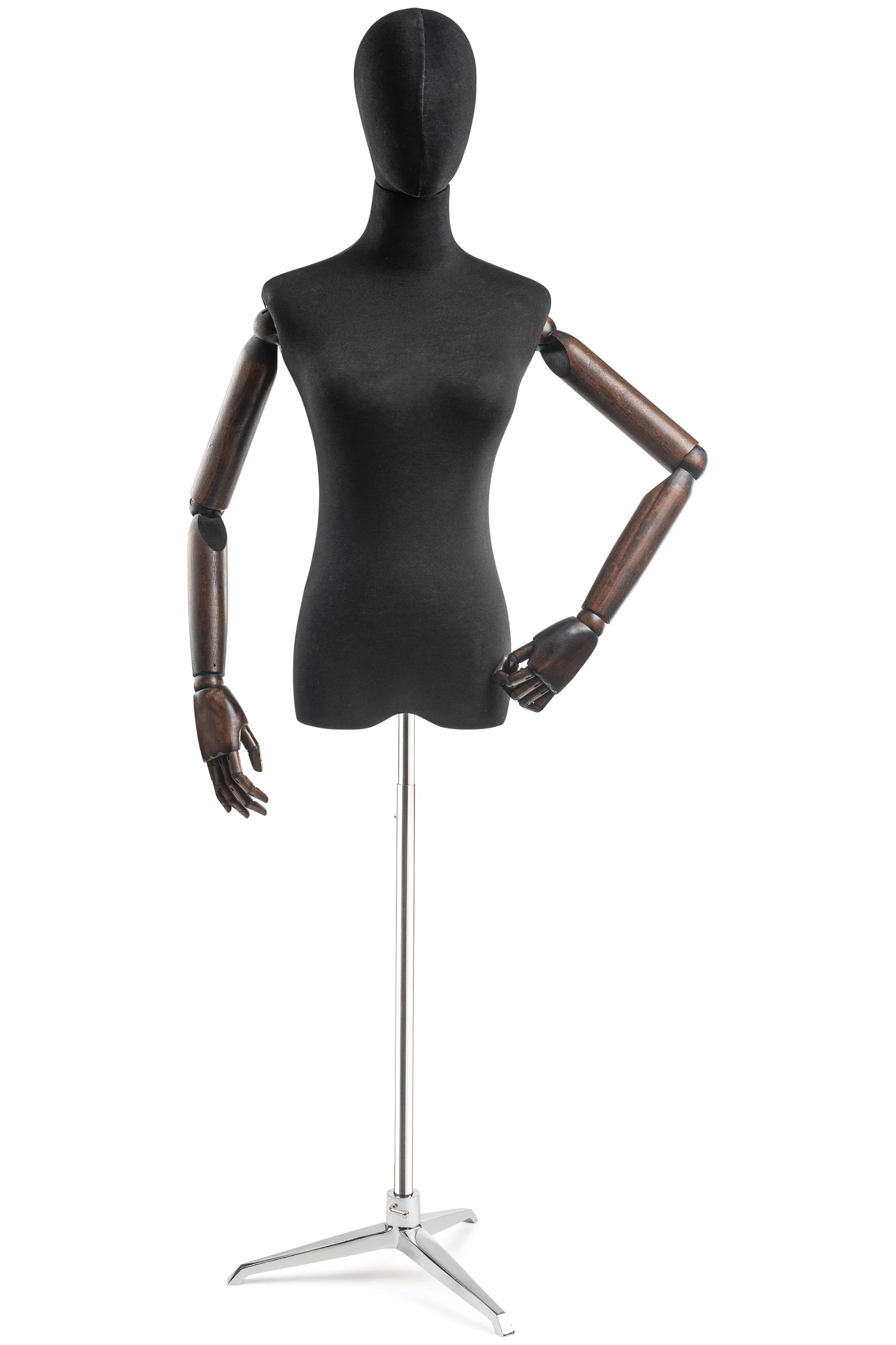 Female Display Dress Form on Metal Tripod Base (Head & Arms Version) - Image 9