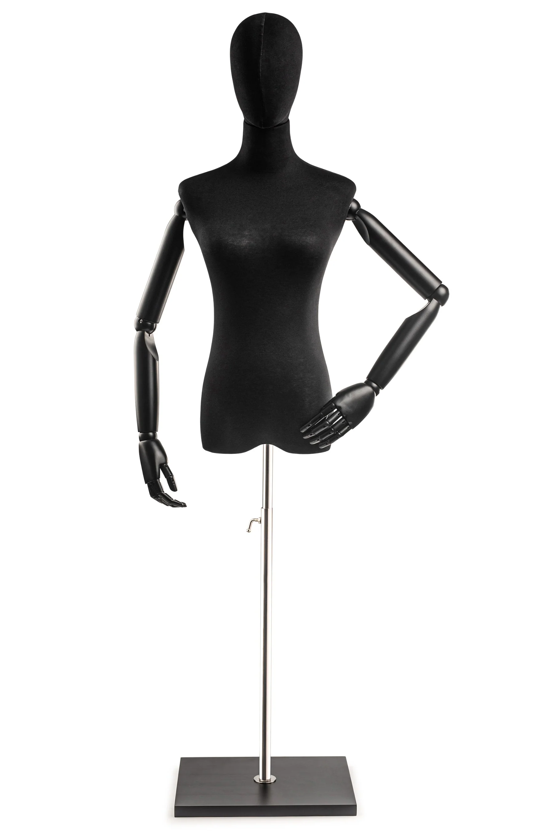 Female Display Dress Form on Wood Flat Base (Head & Arms Version) - Image 11