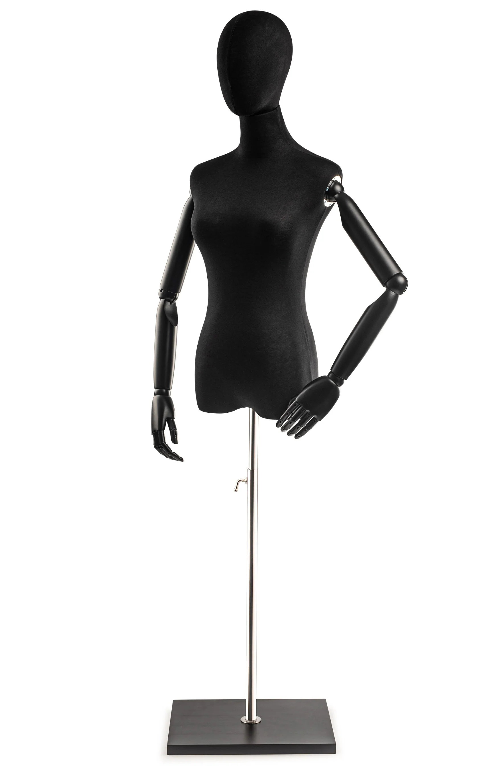 Female Display Dress Form on Wood Flat Base (Head & Arms Version) - Image 13