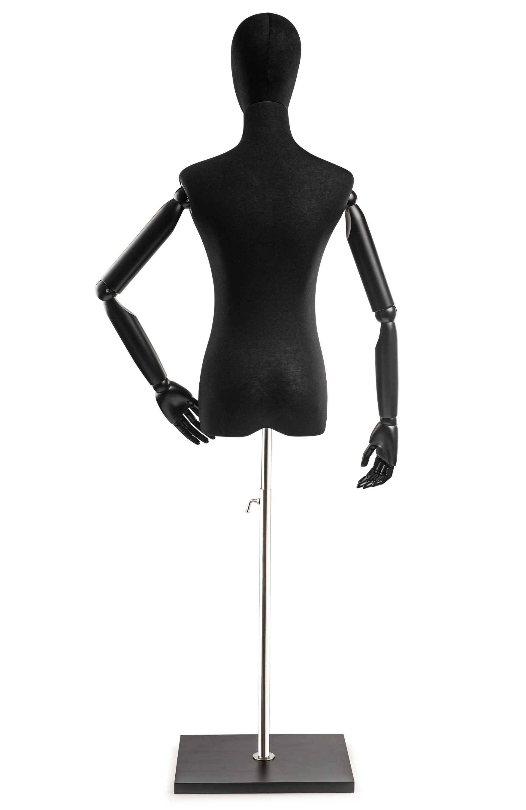 Female Display Dress Form on Wood Flat Base (Head & Arms Version) - Image 15