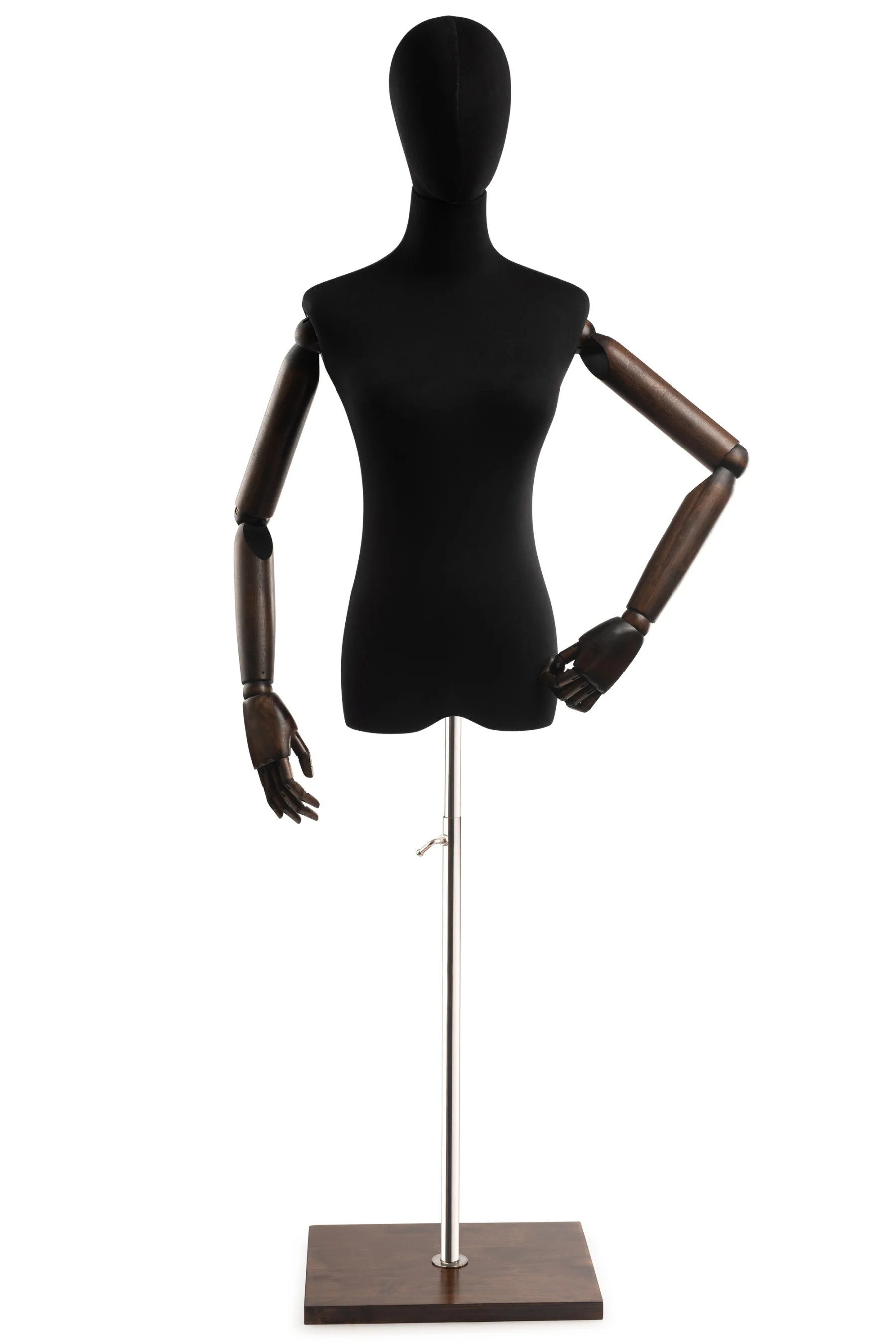 Female Display Dress Form on Wood Flat Base (Head & Arms Version) - Image 21