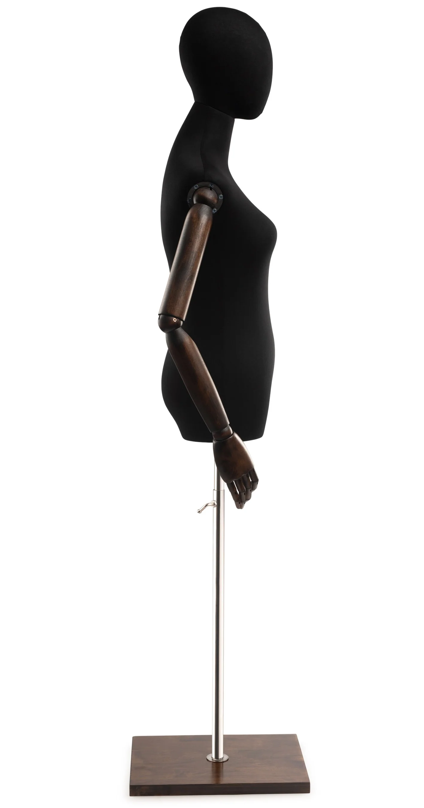 Female Display Dress Form on Wood Flat Base (Head & Arms Version) - Image 23
