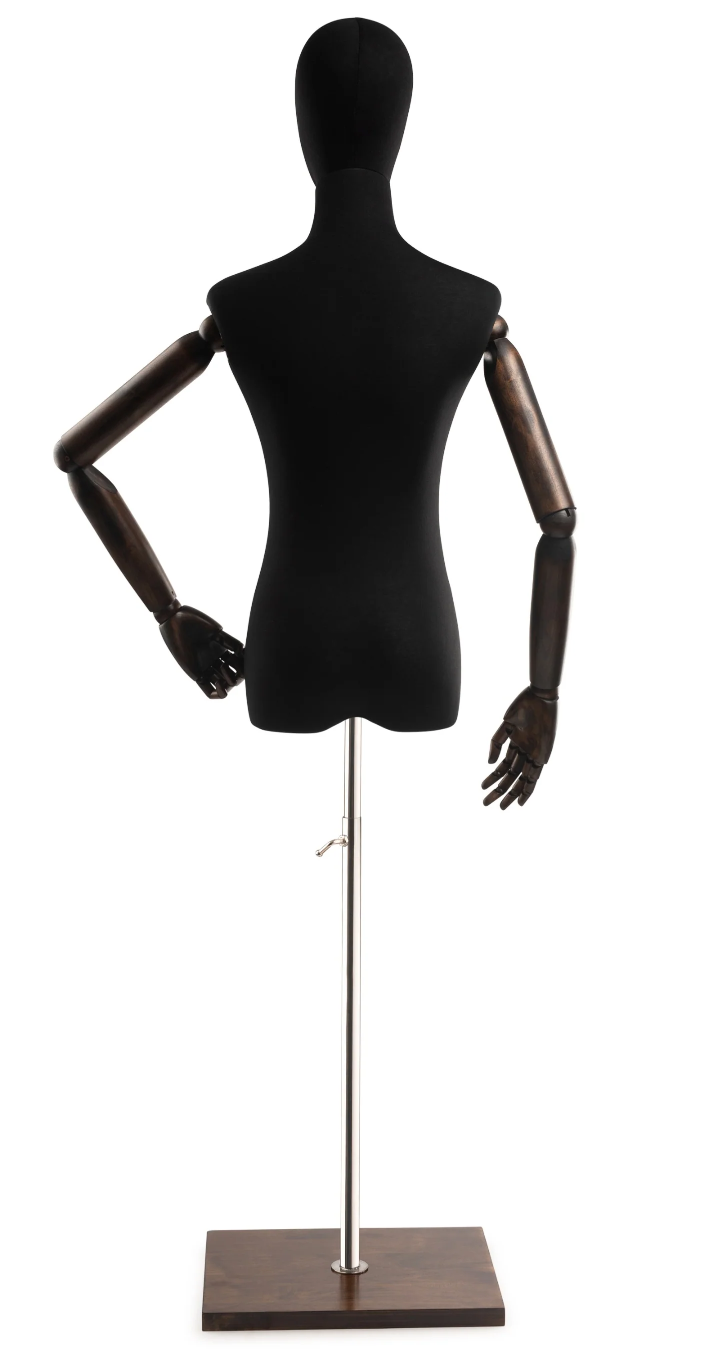 Female Display Dress Form on Wood Flat Base (Head & Arms Version) - Image 24