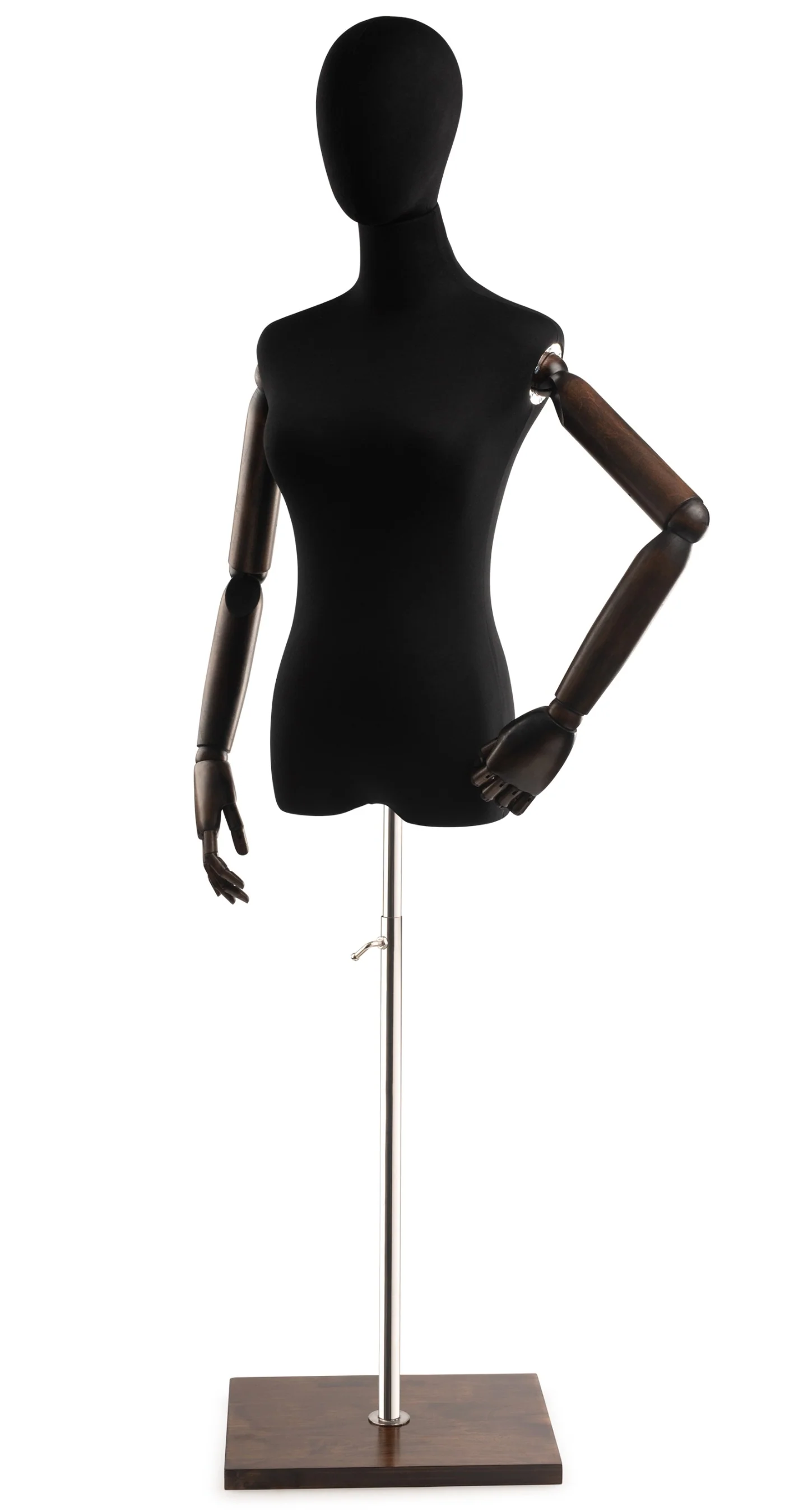 Female Display Dress Form on Wood Flat Base (Head & Arms Version) - Image 25