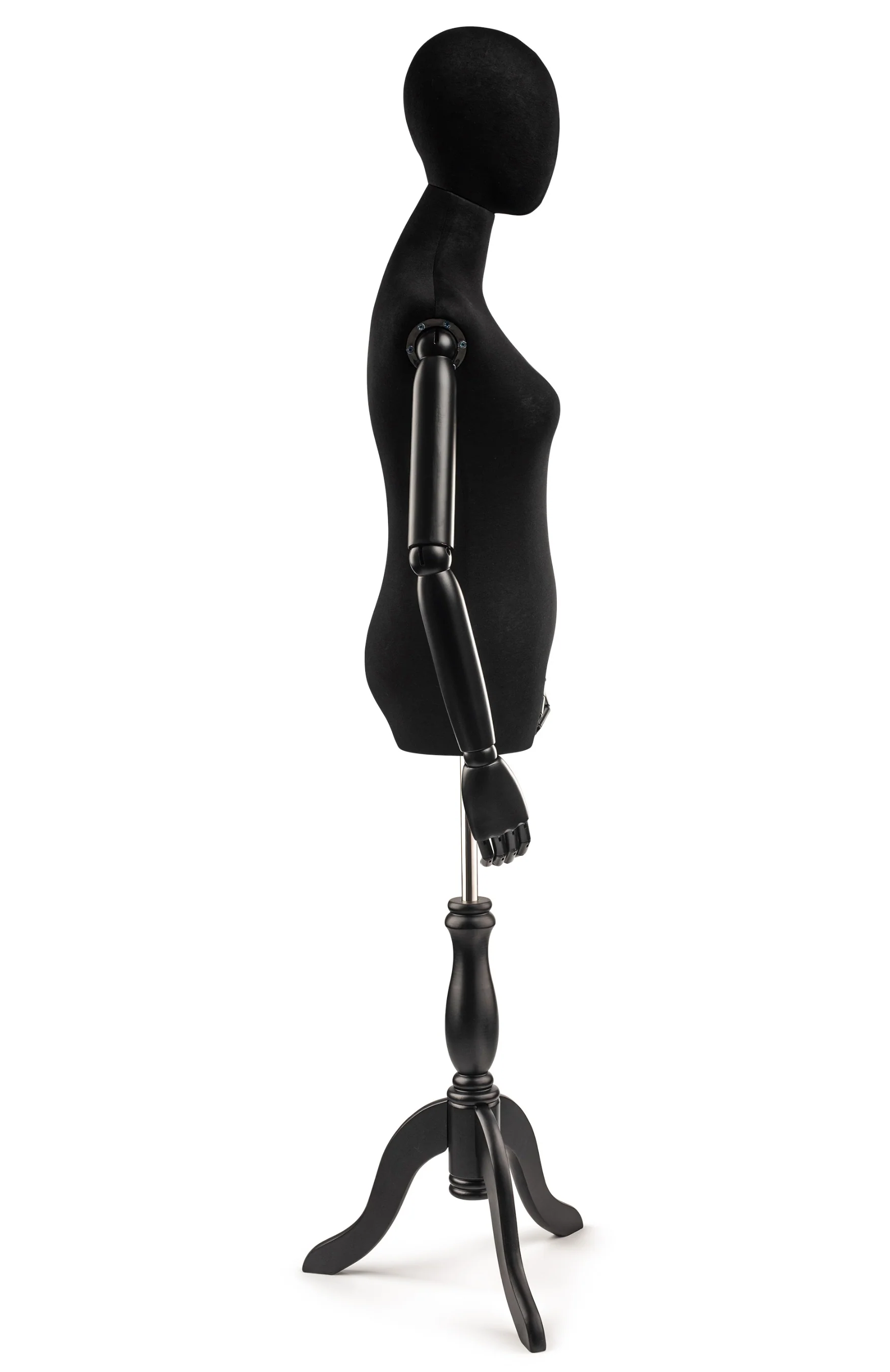 Female Display Dress Form on Wood Tripod Base (Head & Arms Version) - Image 13