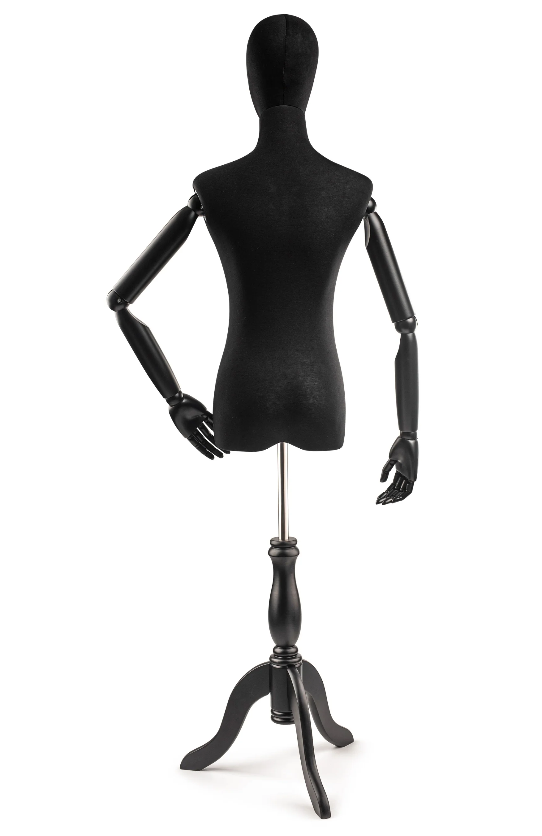 Female Display Dress Form on Wood Tripod Base (Head & Arms Version) - Image 14