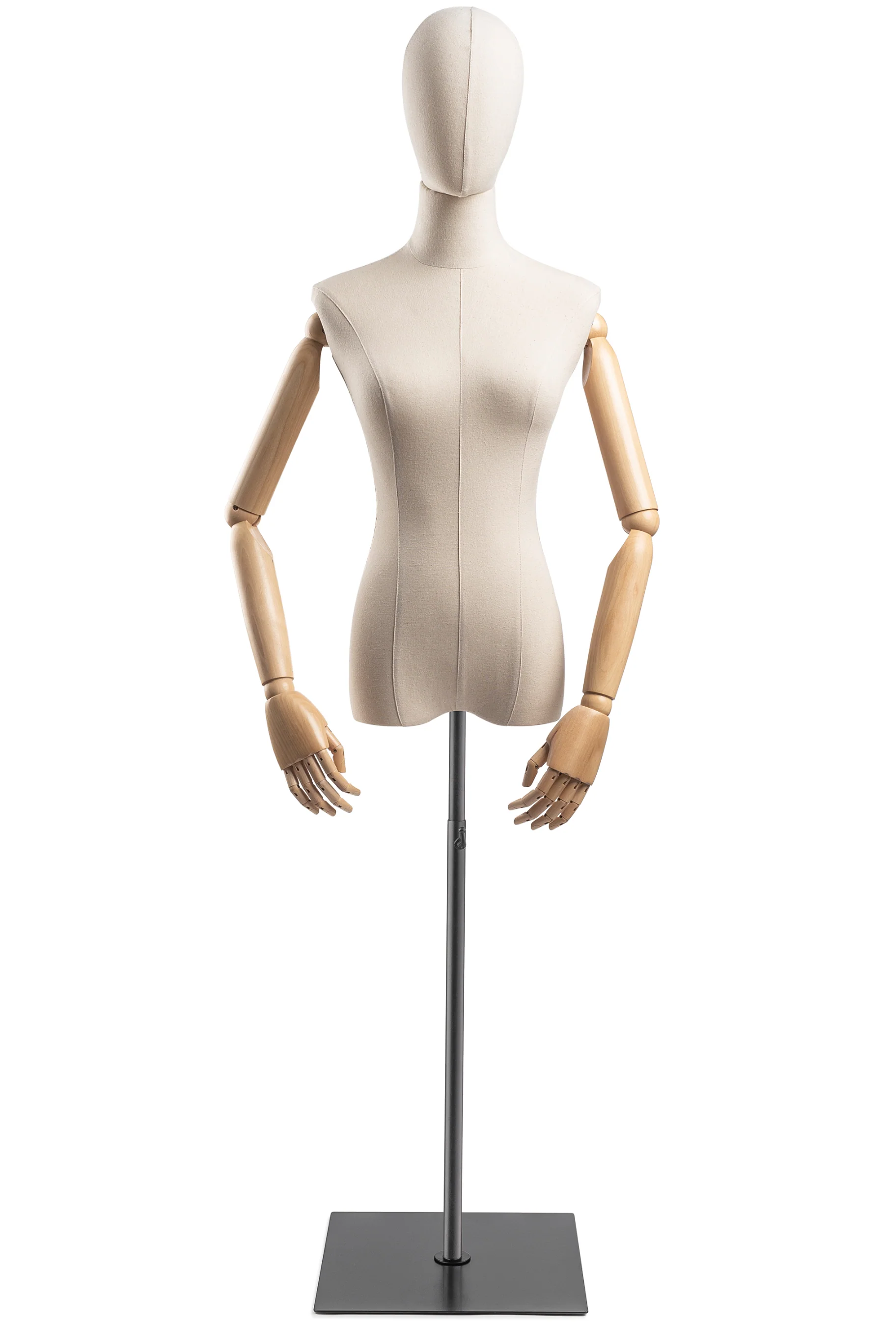 Female Display Dress Form on Metal Flat Base (Head & Arms Version) - Image 10