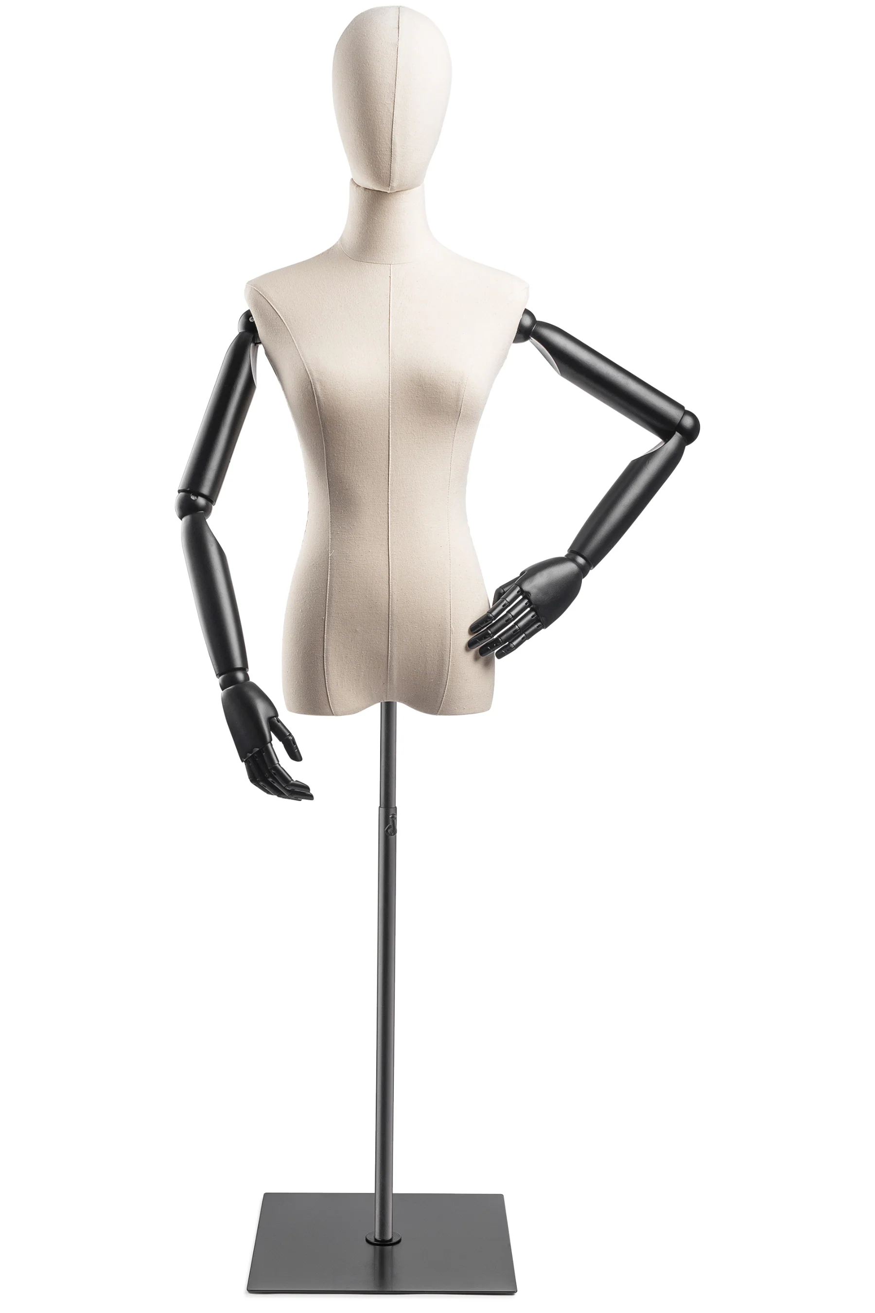 Female Display Dress Form on Metal Flat Base (Head & Arms Version) - Image 13