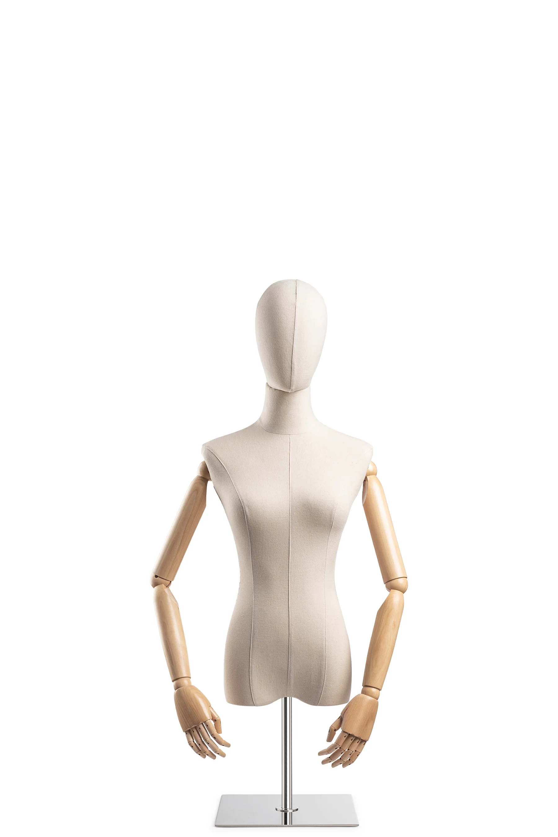 Female Display Dress Form on Metal Tabletop Base (Head & Arms Version) - Image 16