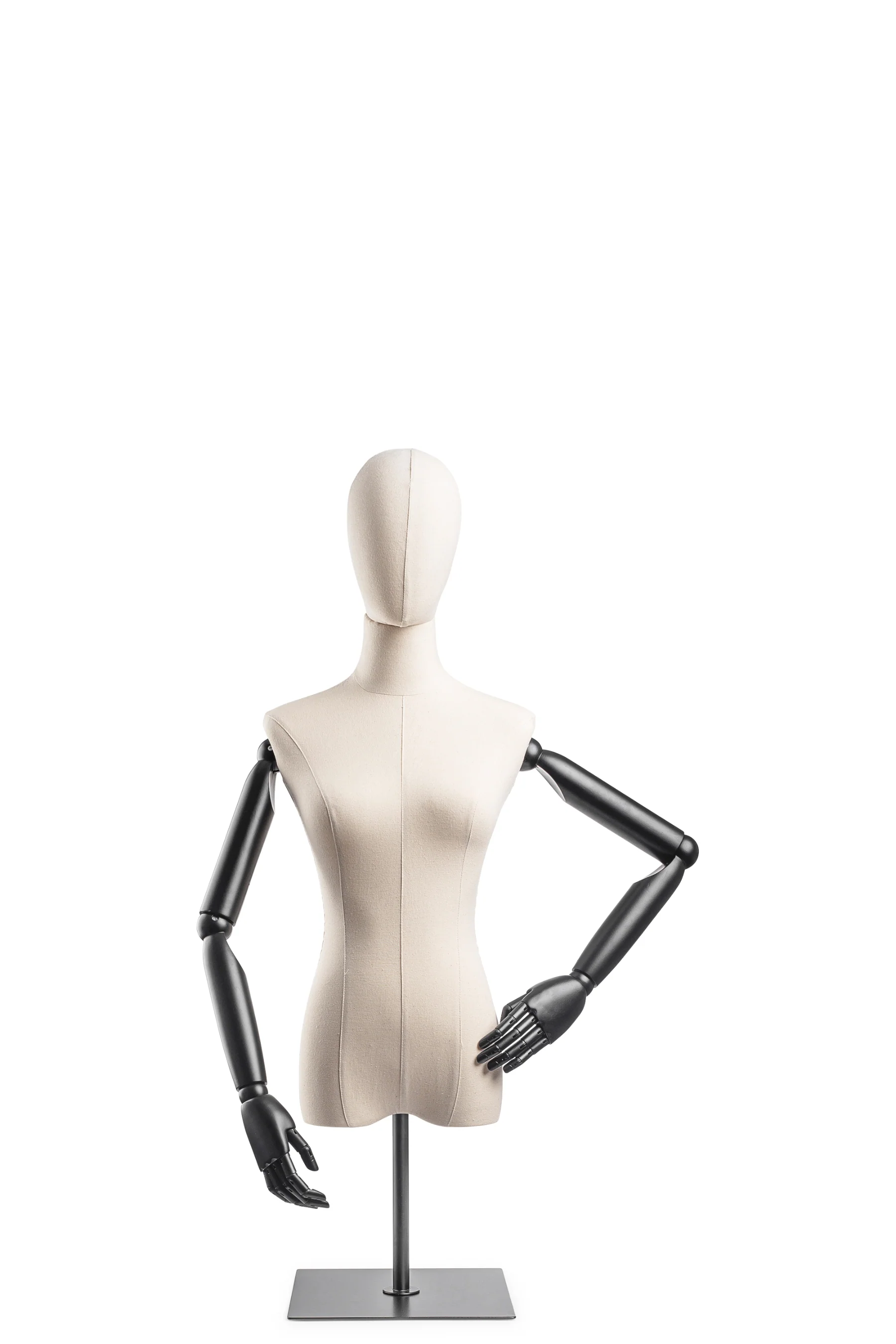 Female Display Dress Form on Metal Tabletop Base (Head & Arms Version) - Image 19