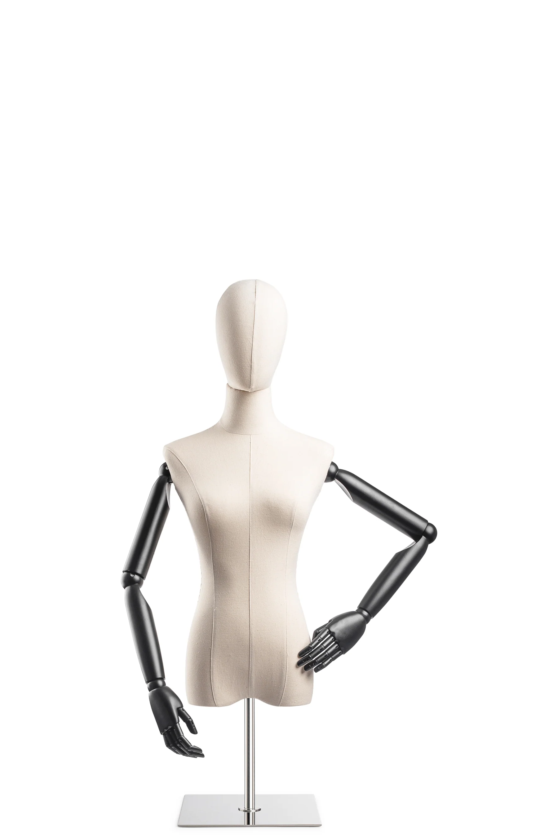 Female Display Dress Form on Metal Tabletop Base (Head & Arms Version) - Image 21