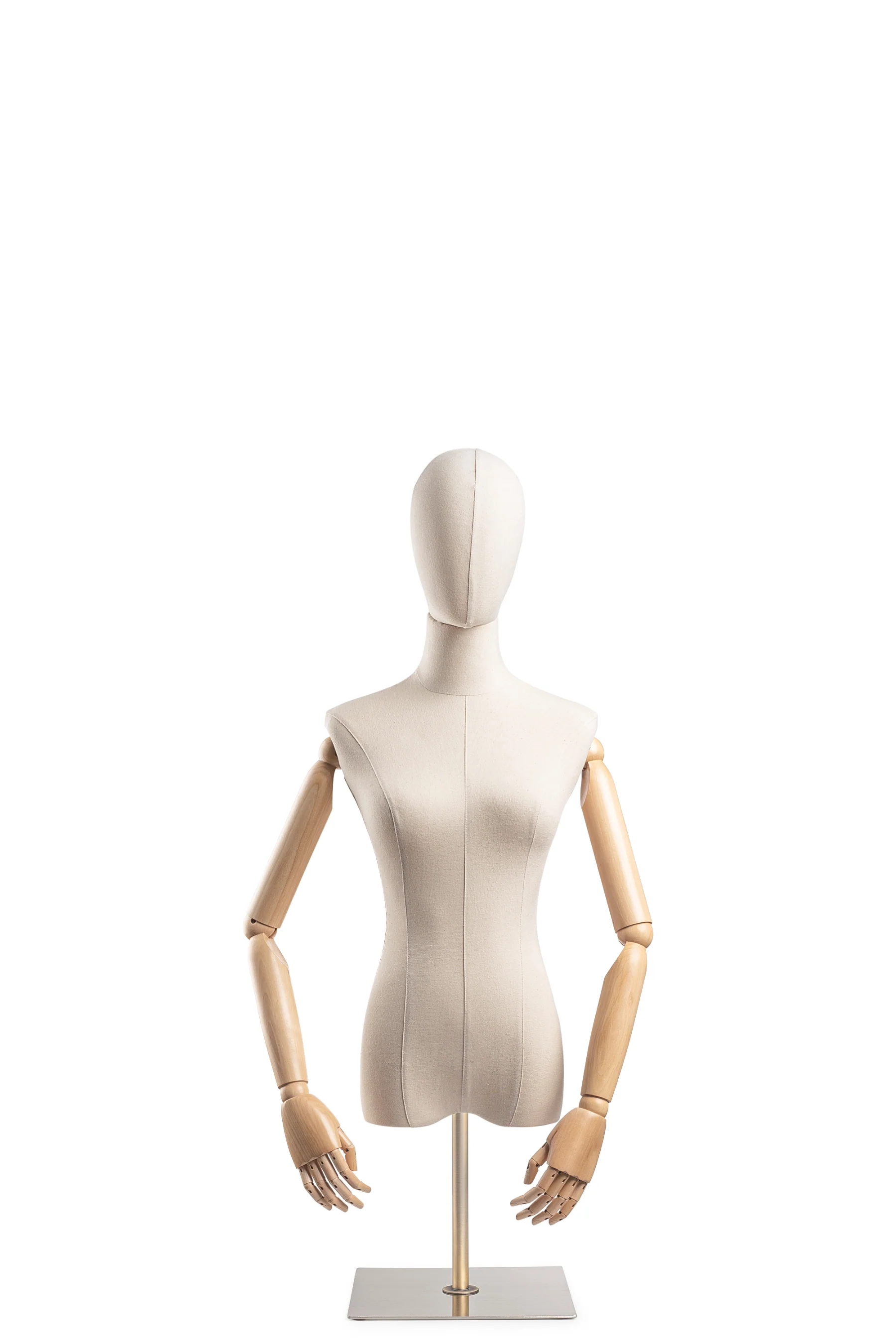 Female Display Dress Form on Metal Tabletop Base (Head & Arms Version) - Image 26
