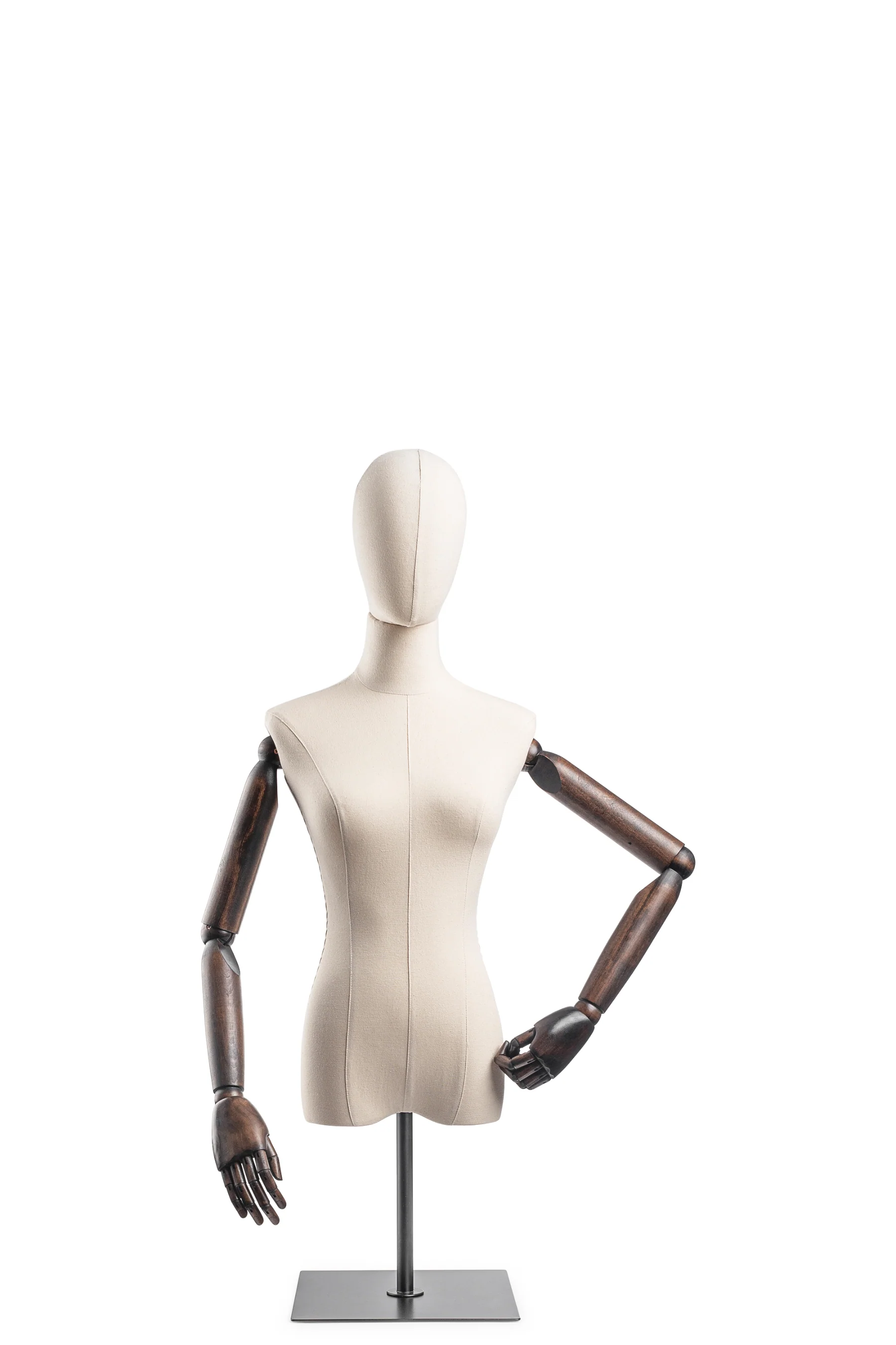 Female Display Dress Form on Metal Tabletop Base (Head & Arms Version) - Image 7