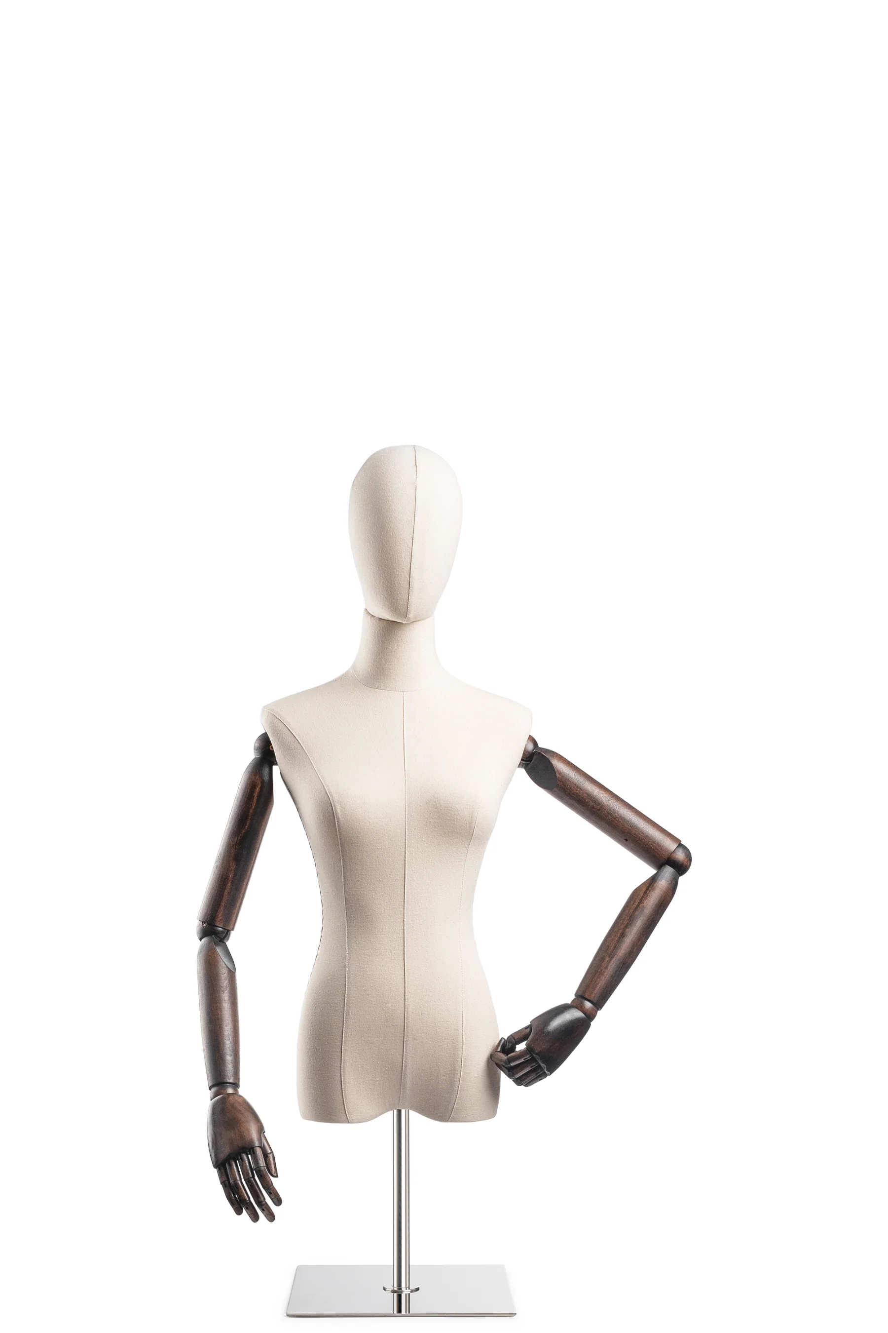 Female Display Dress Form on Metal Tabletop Base (Head & Arms Version) - Image 9