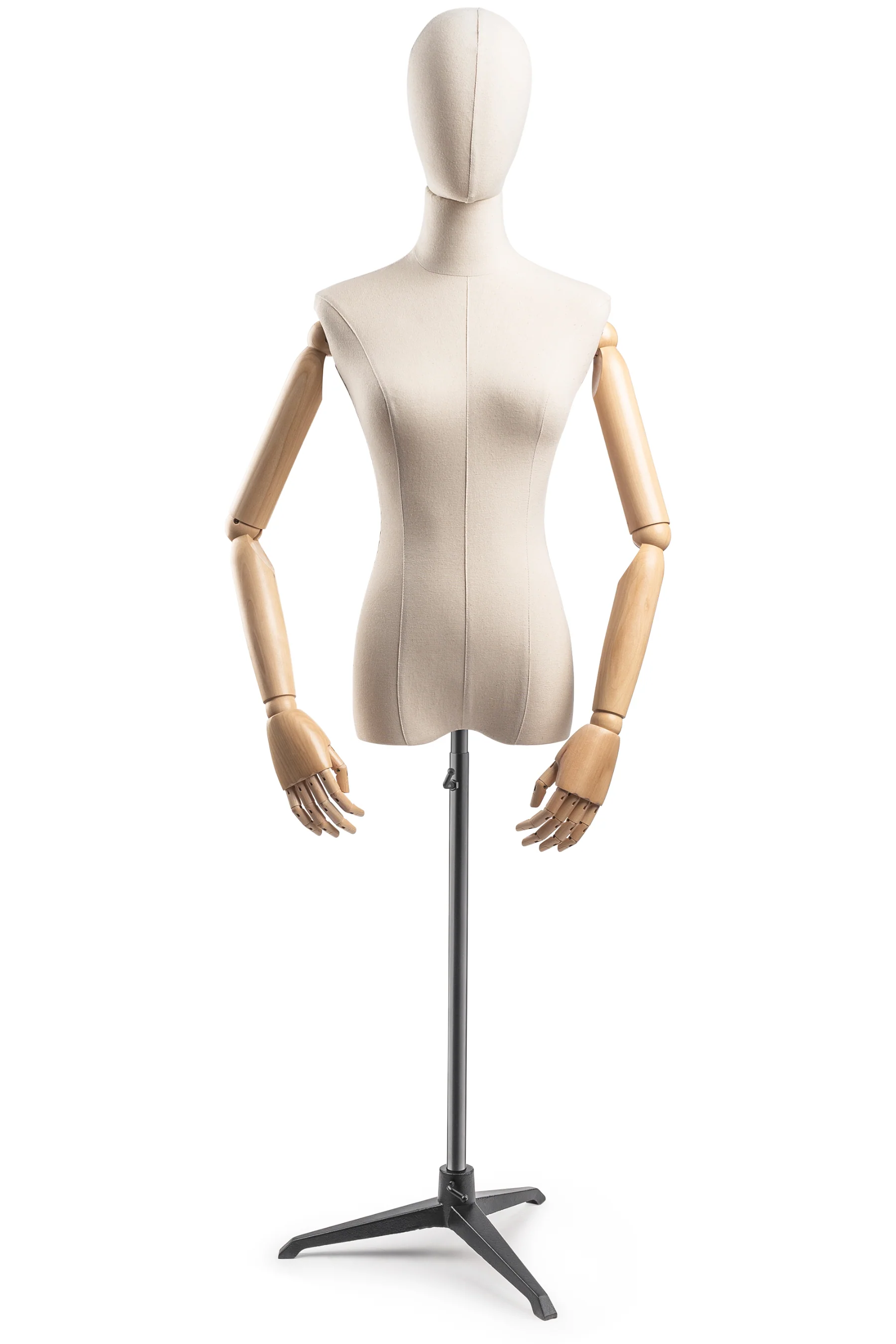 Female Display Dress Form on Metal Tripod Base (Head & Arms Version) - Image 10