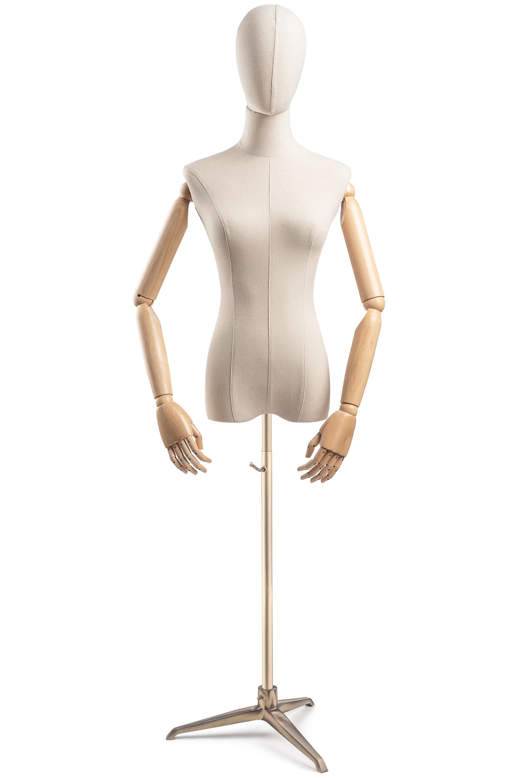 Female Display Dress Form on Metal Tripod Base (Head & Arms Version) - Image 11