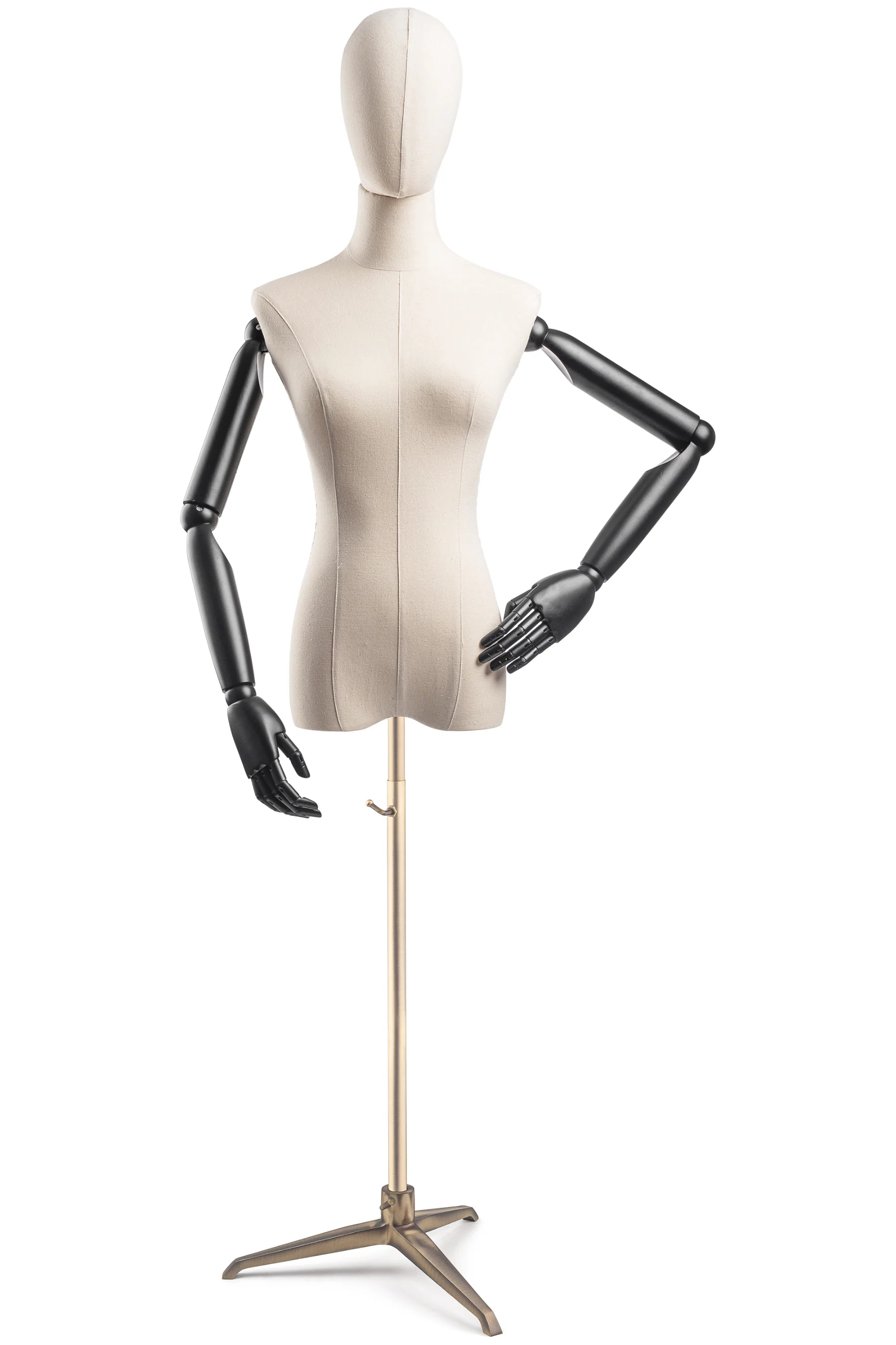 Female Display Dress Form on Metal Tripod Base (Head & Arms Version) - Image 6