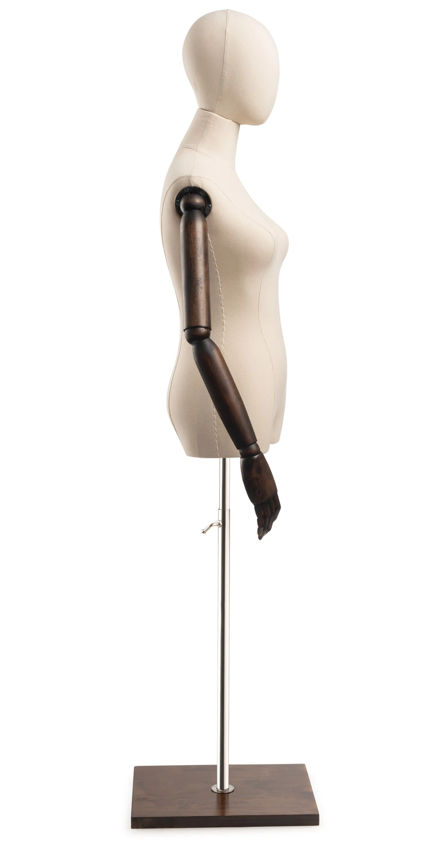Female Display Dress Form on Wood Flat Base (Head & Arms Version) - Image 13