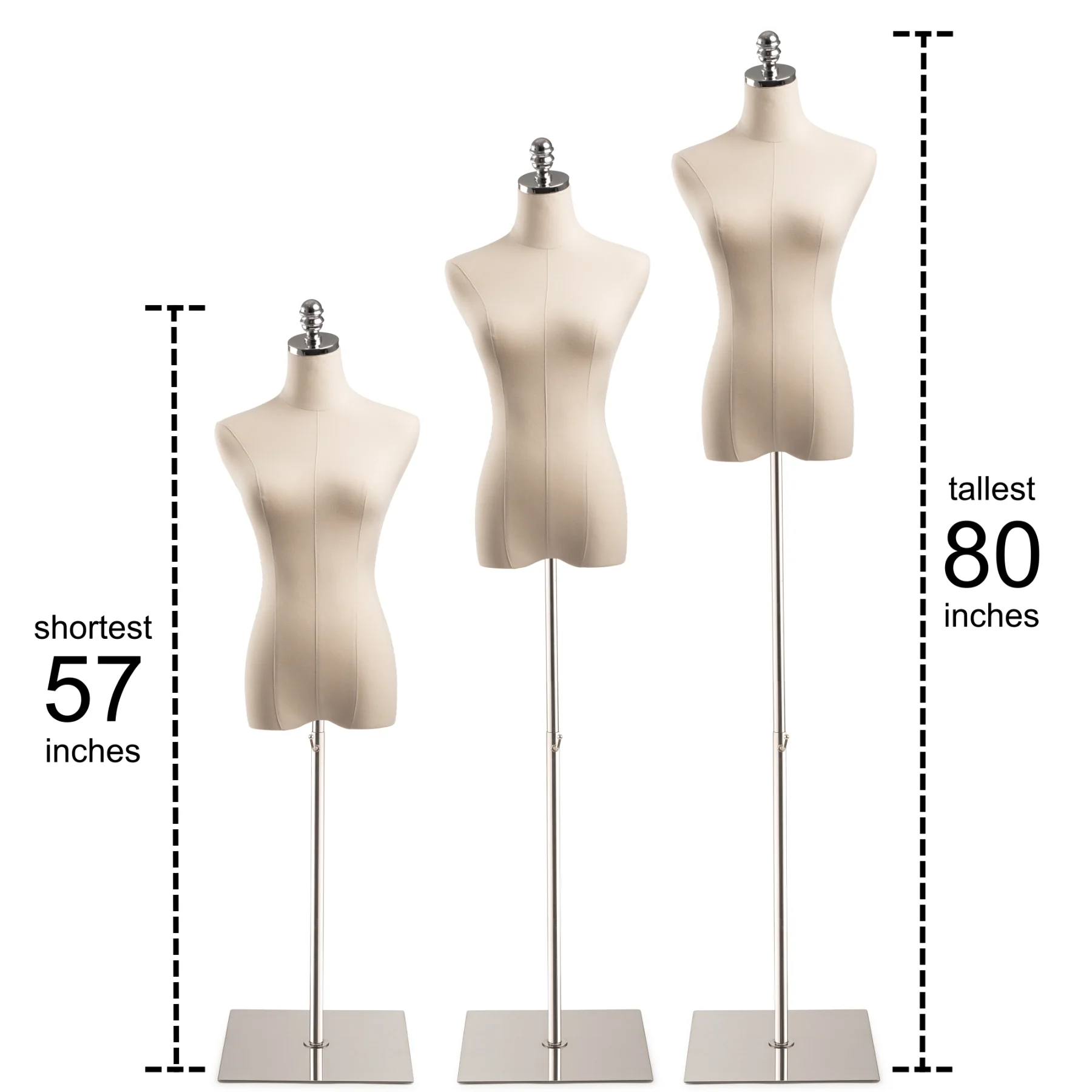 Female Display Dress Form on Metal Flat Base - Image 24