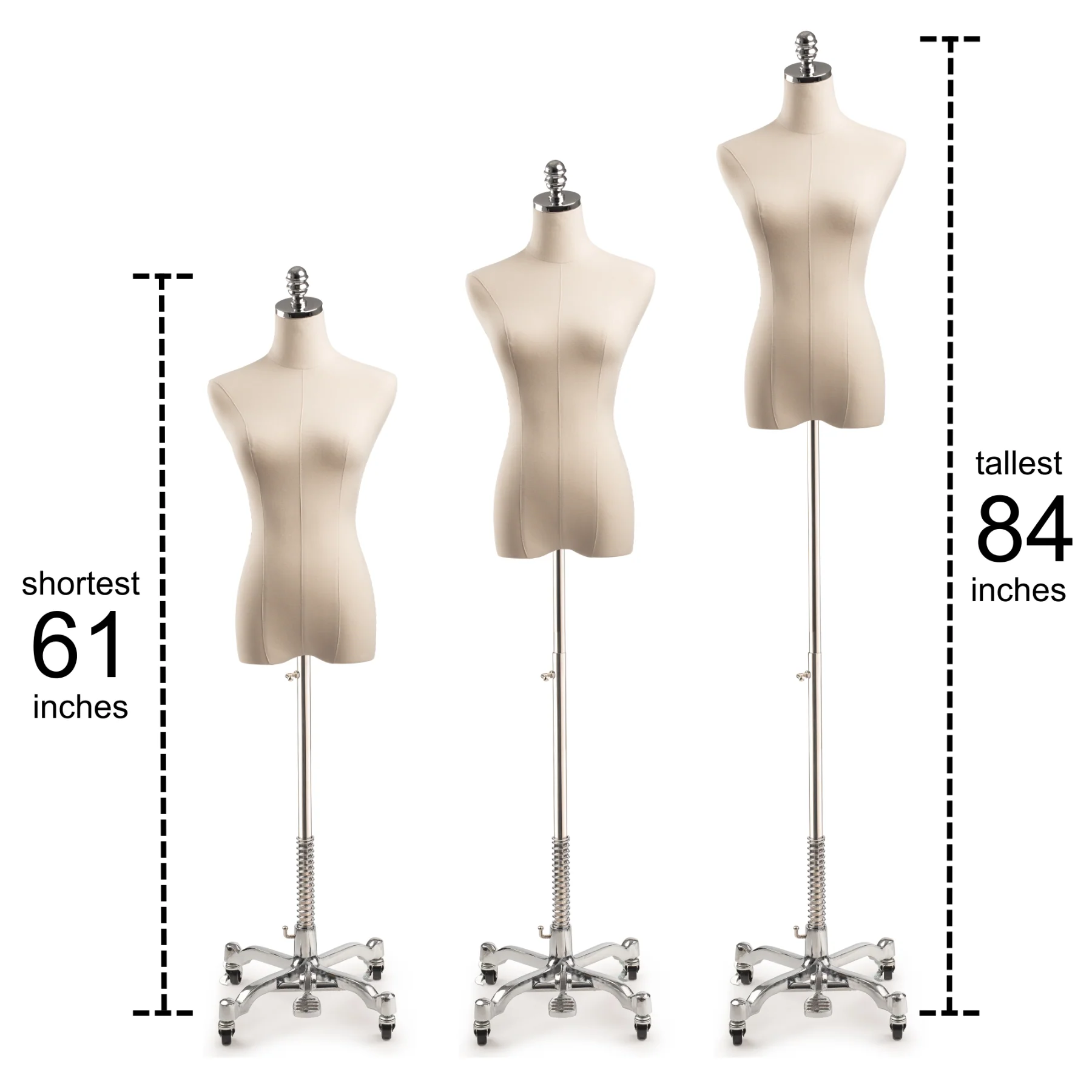 Female Display Dress Form on Metal Rolling Base - Image 16