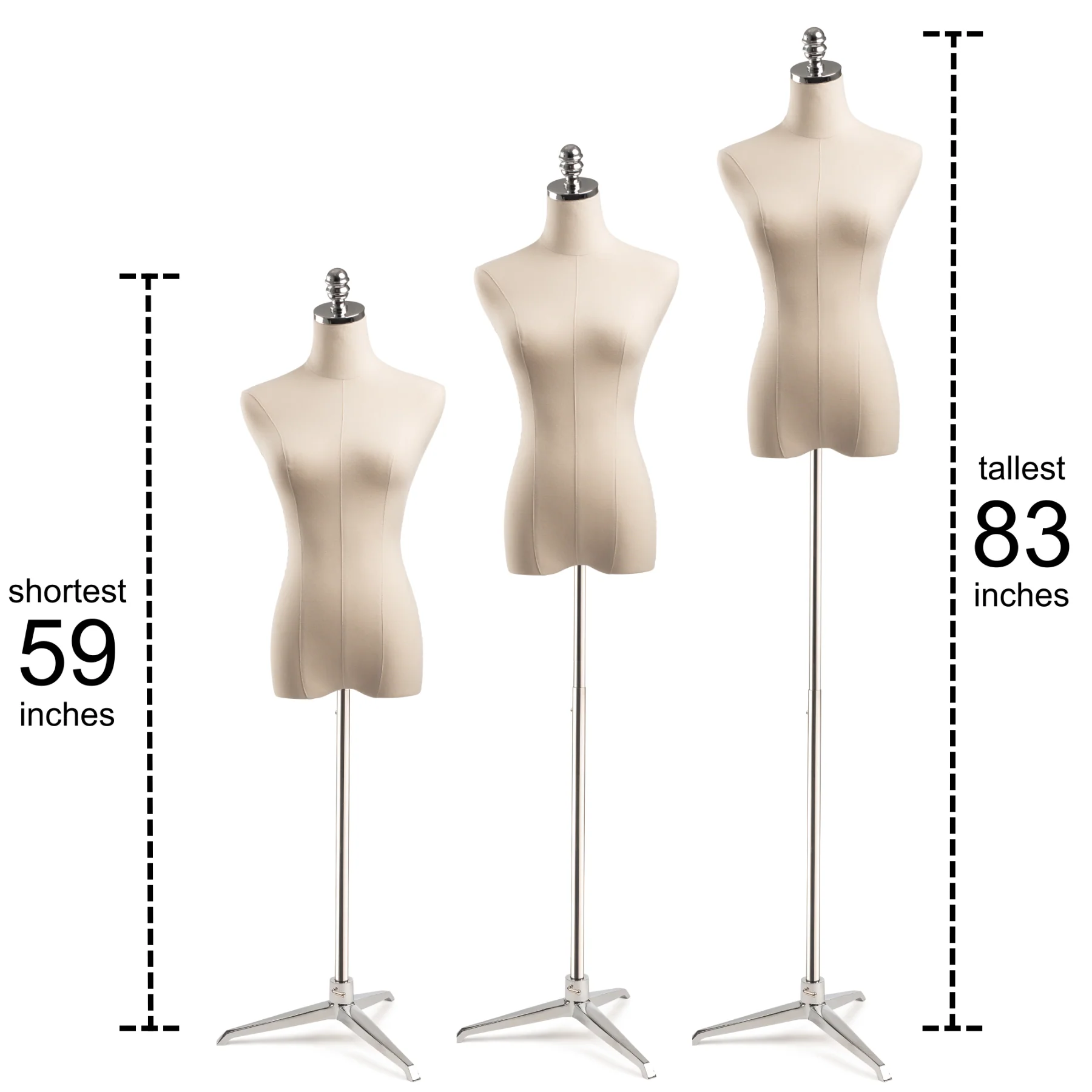 Female Display Dress Form on Metal Tripod Base - Image 24