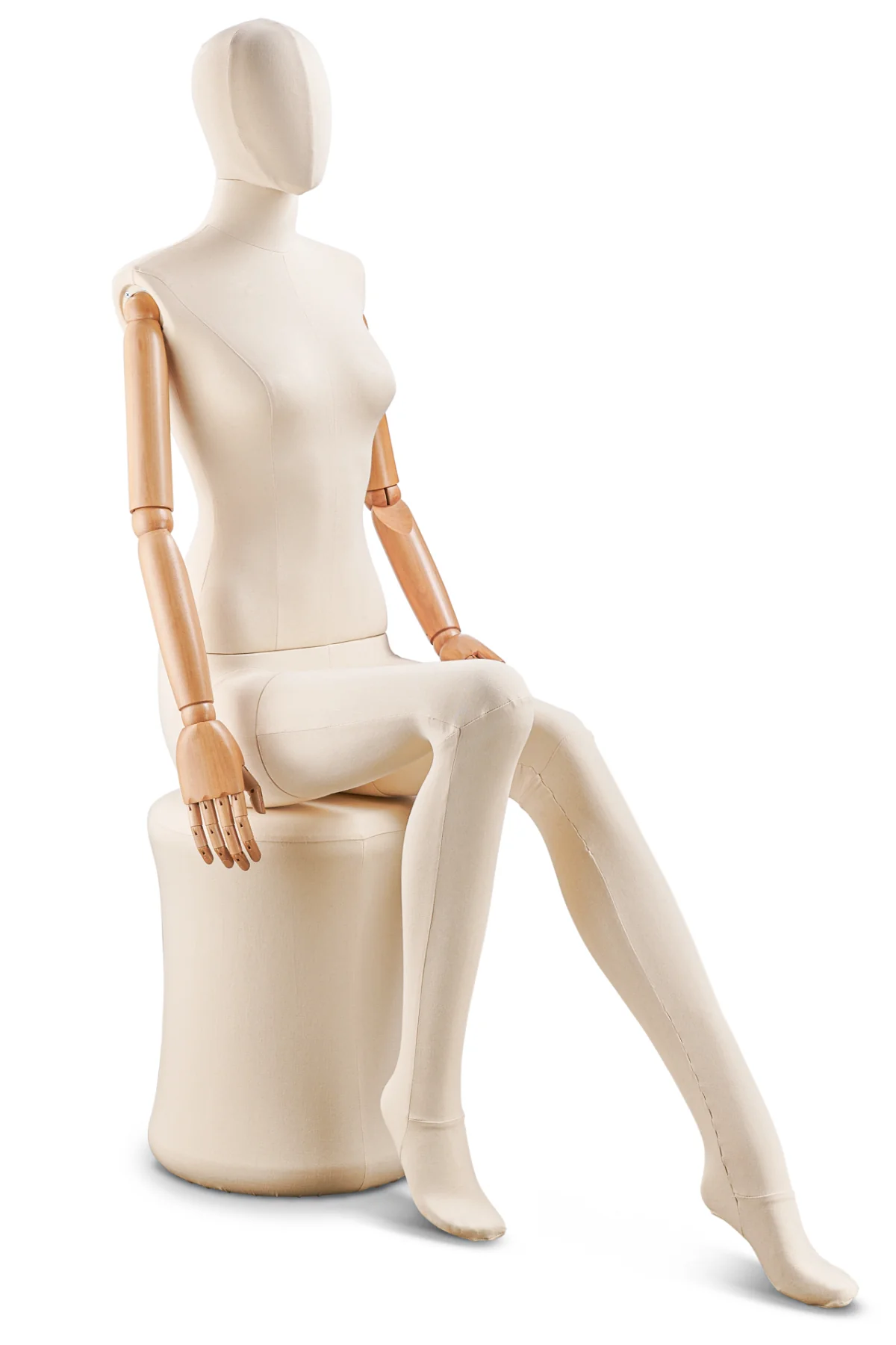 Female Fabric Wrapped Mannequin in Standing or Sitting Pose w/ Articulating Arms (WP Series) - Image 35