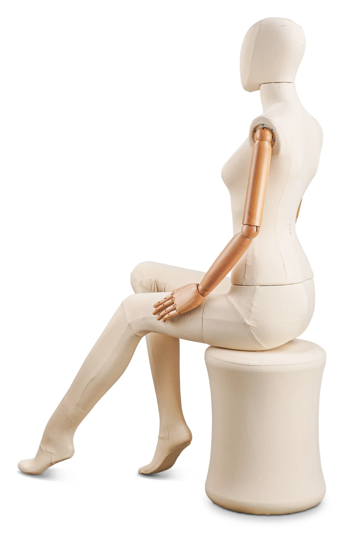 Female Fabric Wrapped Mannequin in Standing or Sitting Pose w/ Articulating Arms (WP Series) - Image 38