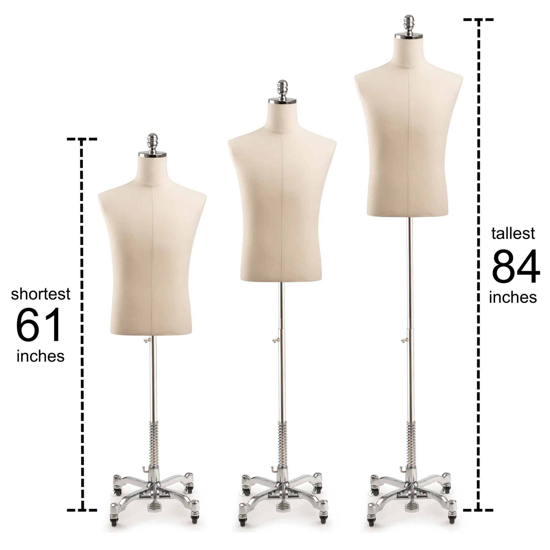 Male Display Dress Form on Metal Rolling Base - Image 18