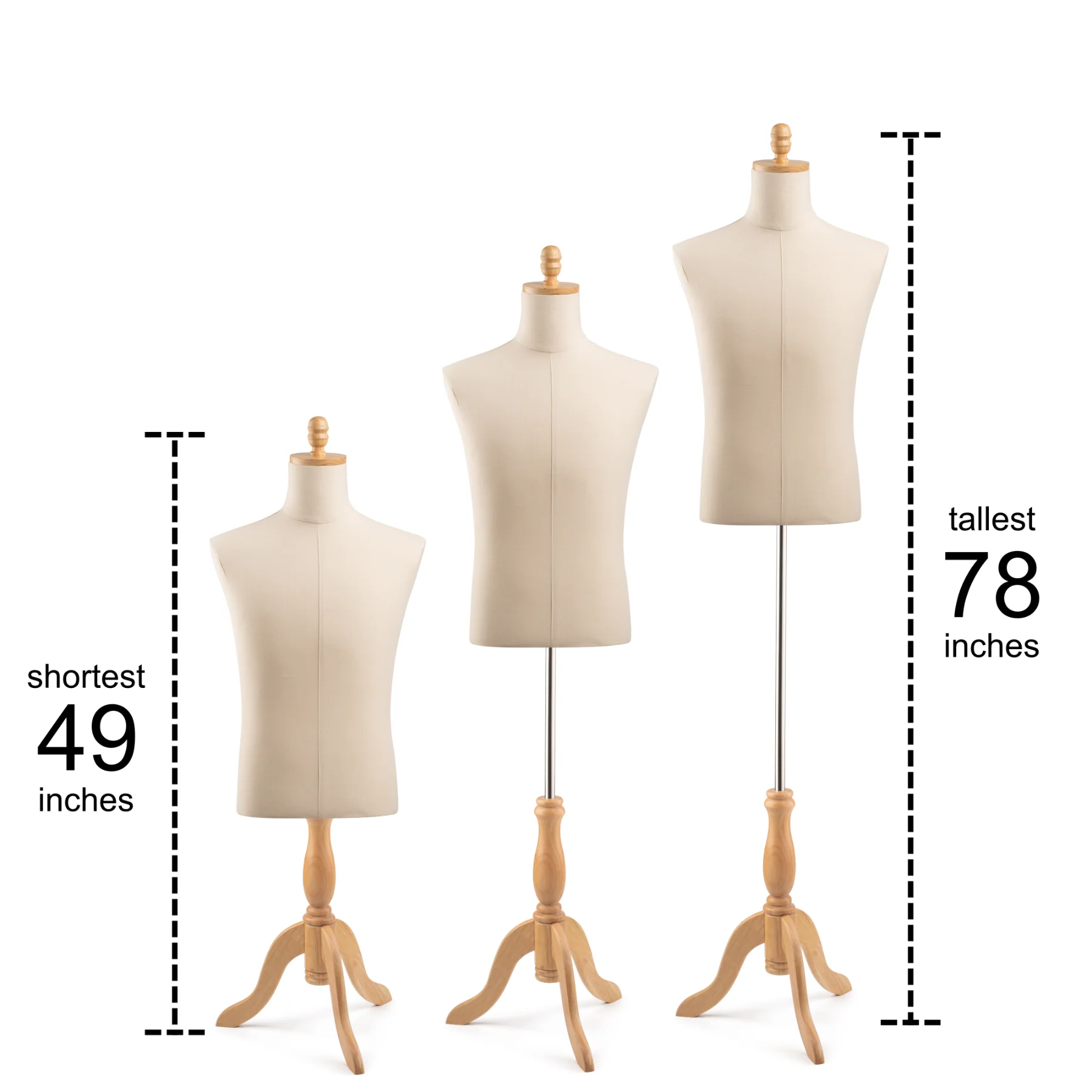 Male Display Dress Form on Wood Tripod Base - Image 23