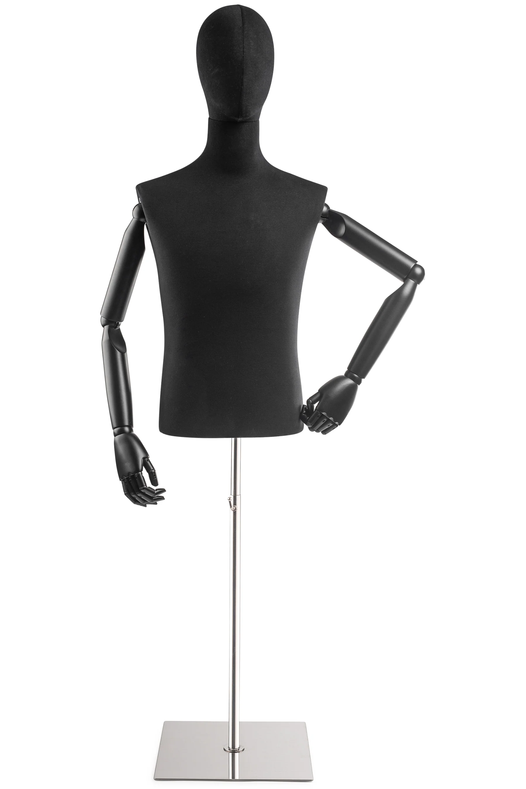 Male Display Dress Form on Metal Flat Base (Head & Arms Version) - Image 10