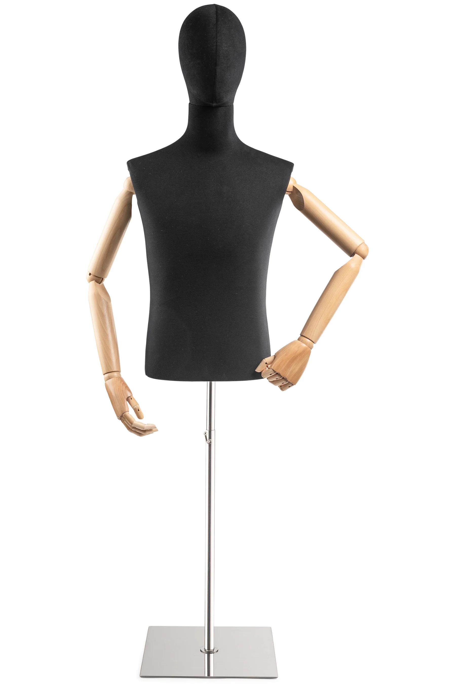Male Display Dress Form on Metal Flat Base (Head & Arms Version) - Image 11
