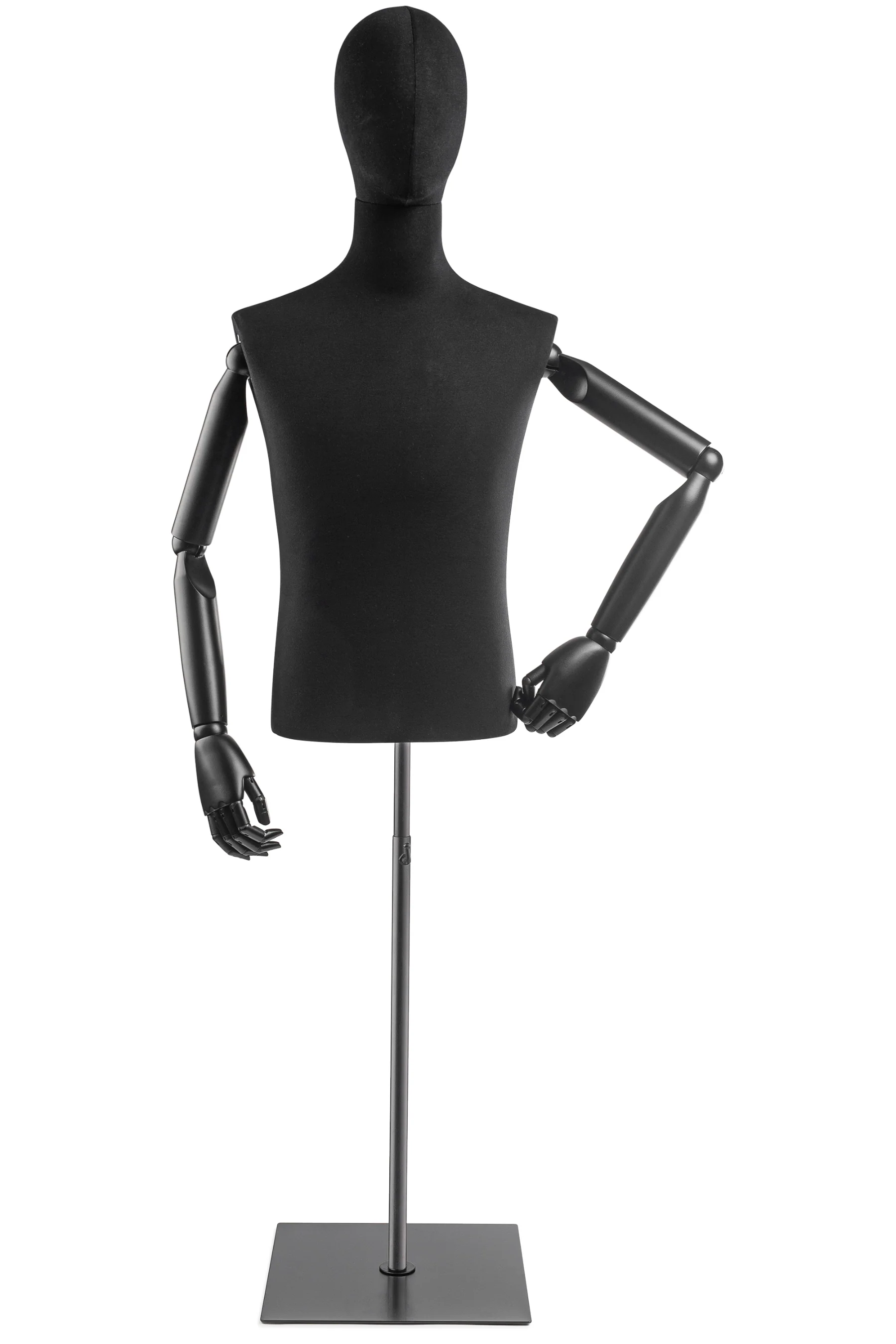 Male Display Dress Form on Metal Flat Base (Head & Arms Version) - Image 13
