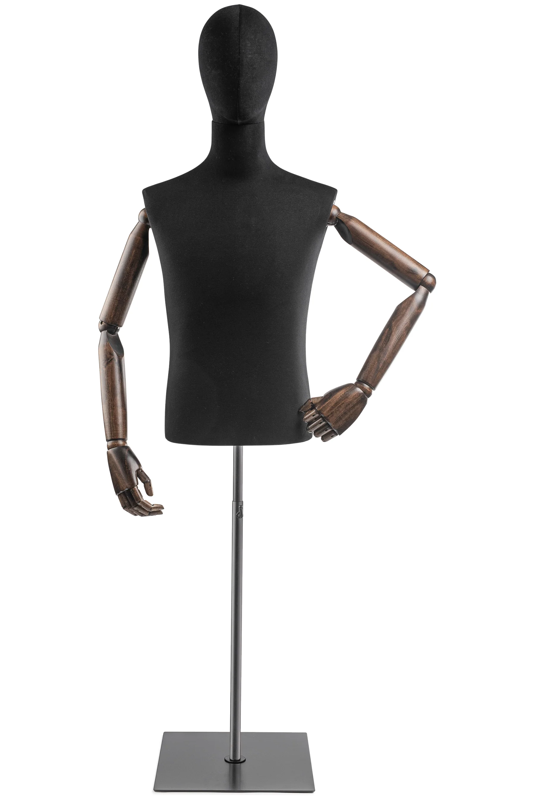 Male Display Dress Form on Metal Flat Base (Head & Arms Version) - Image 14
