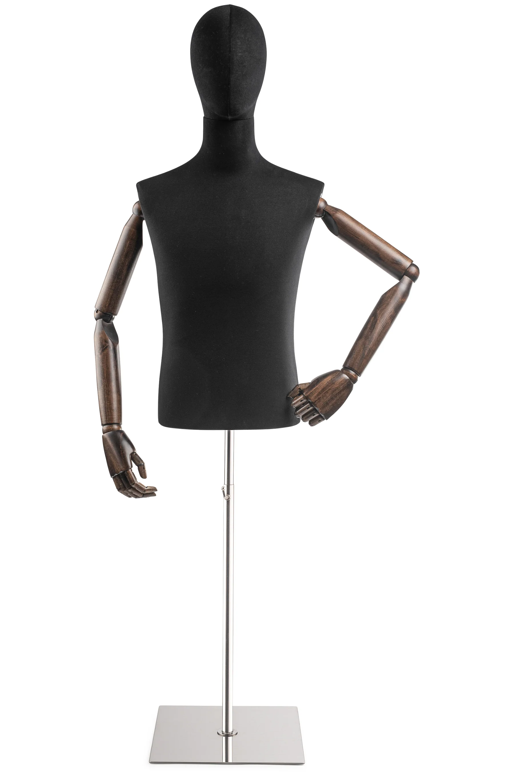 Male Display Dress Form on Metal Flat Base (Head & Arms Version) - Image 16