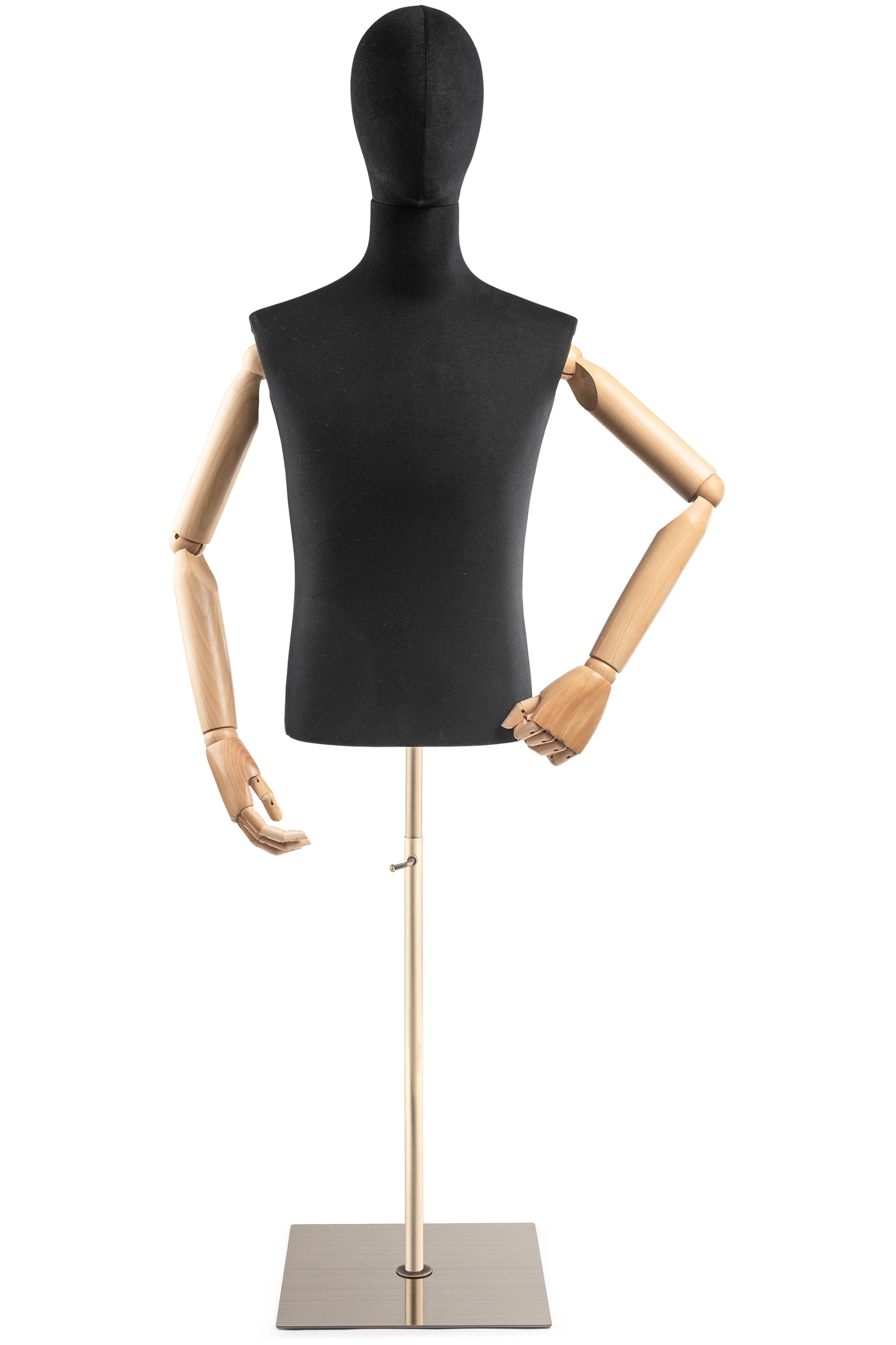 Male Display Dress Form on Metal Flat Base (Head & Arms Version) - Image 9