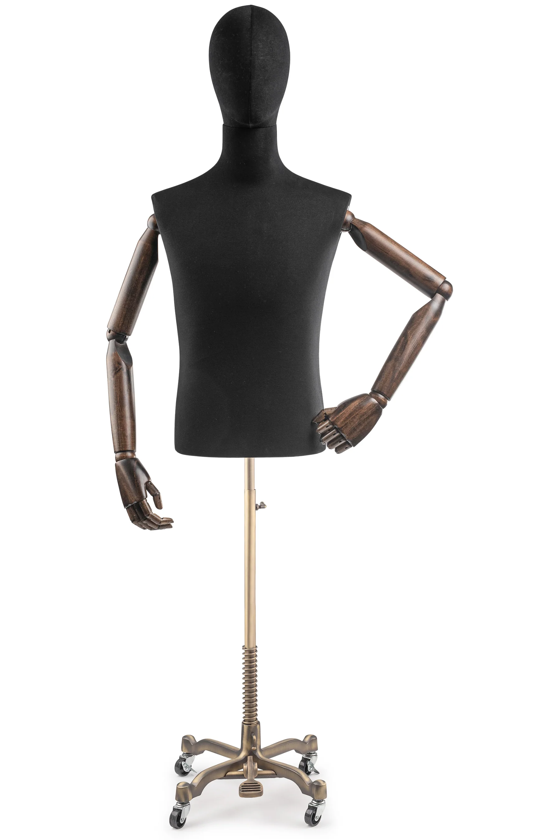 Male Display Dress Form on Metal Rolling Base (Head & Arms Version) - Image 15